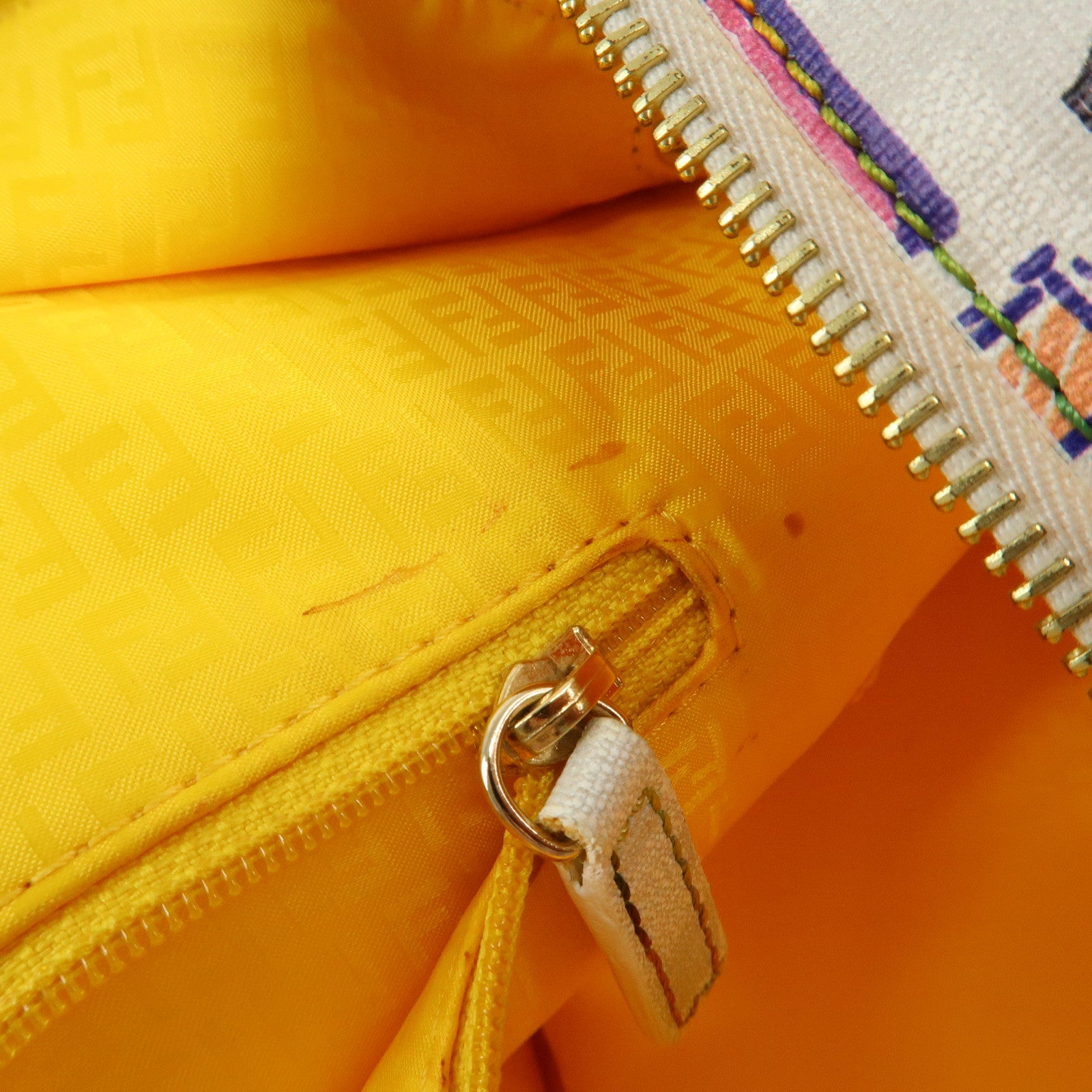 FENDI Zucca Logo Print PVC Tote Bag Multicolor White 8BH185 Used