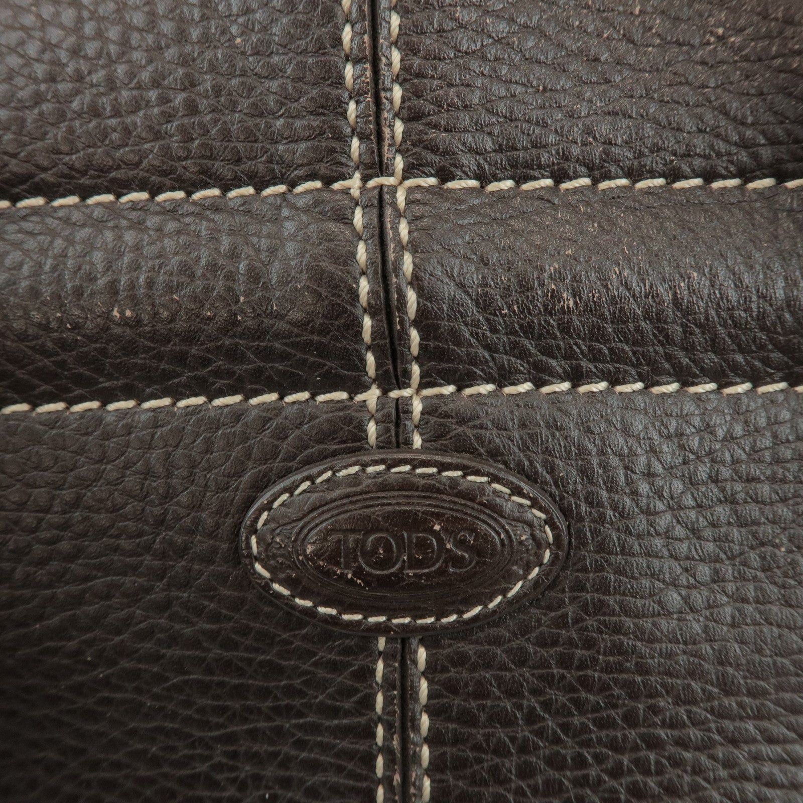 TOD'S Leather Shoulder Bag Hand Bag Dark Brown