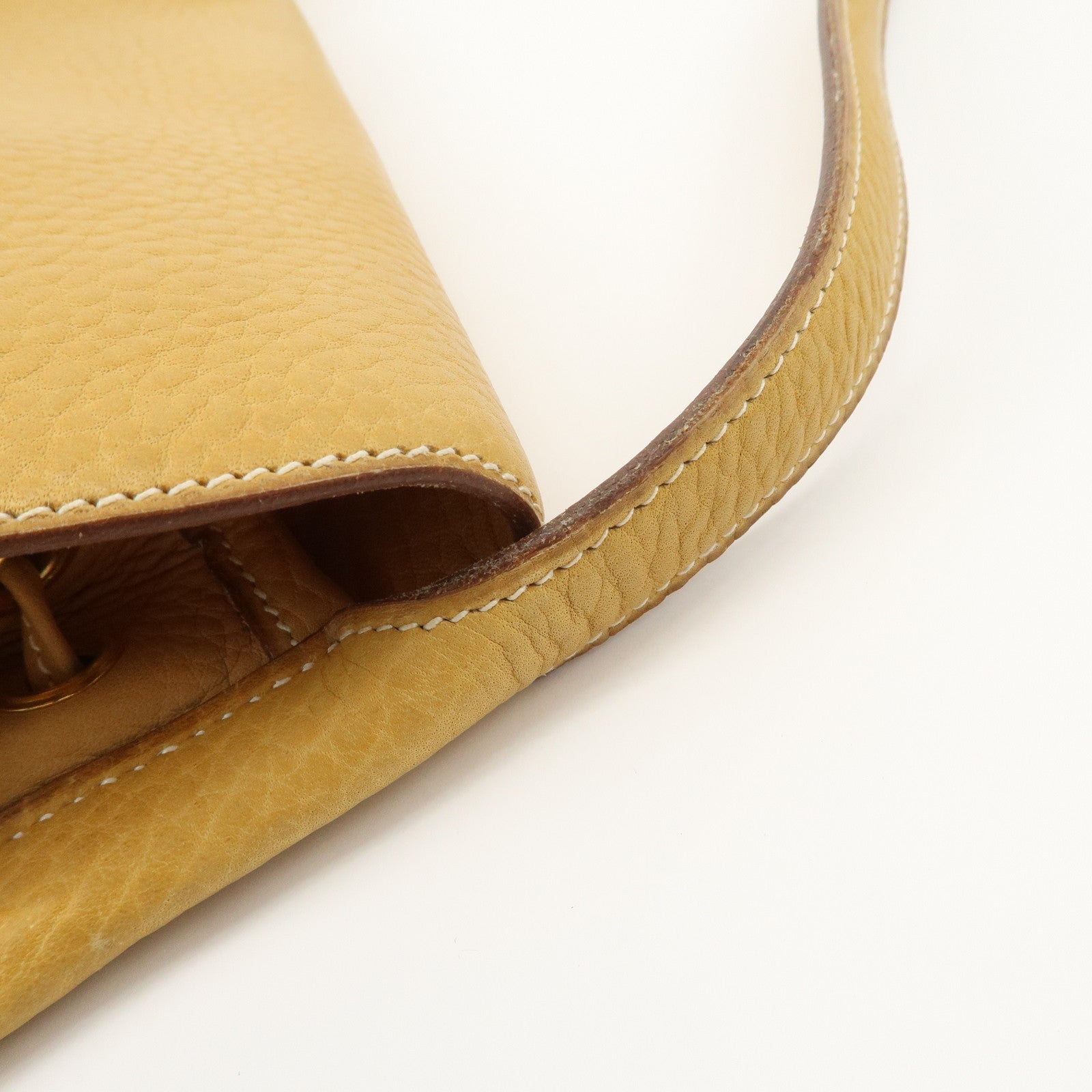 HERMES Fjord Leather Shoulder Bag OI Stamped Light Brown