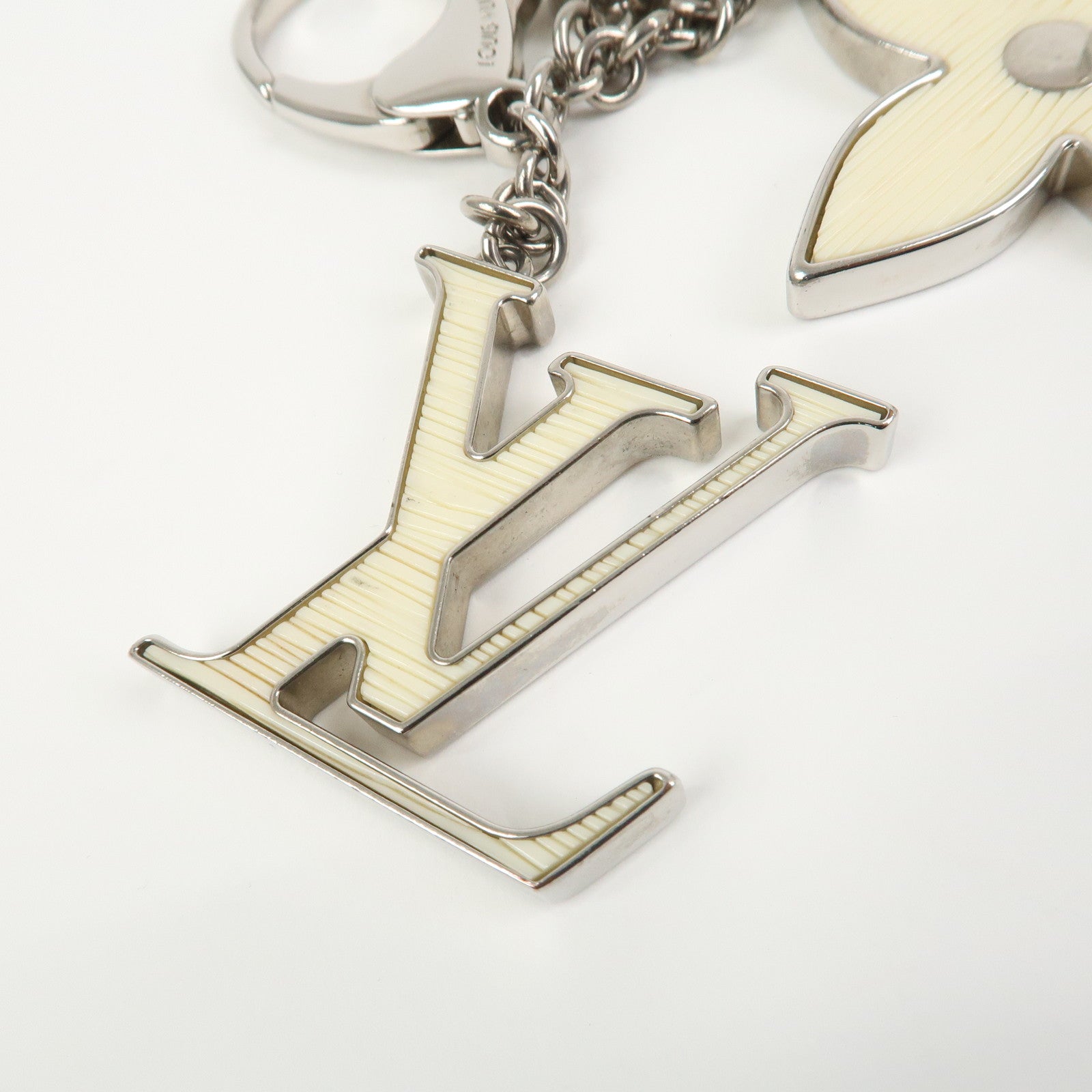 Louis Vuitton Bijoux Sac Fleur de Epi Bag Charm Silver White M65085