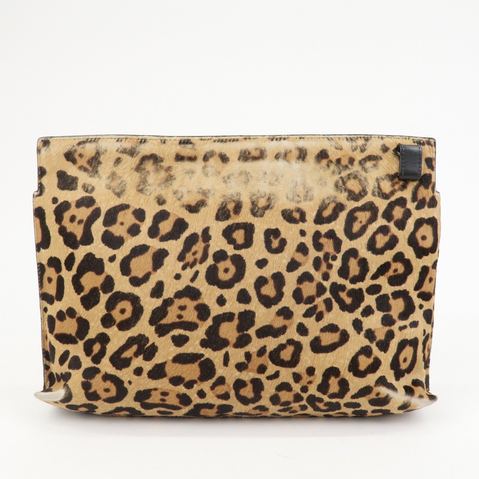 LOEWE Anagram Logo Unborn Calf Leather Clutch Bag Pouch Leopard