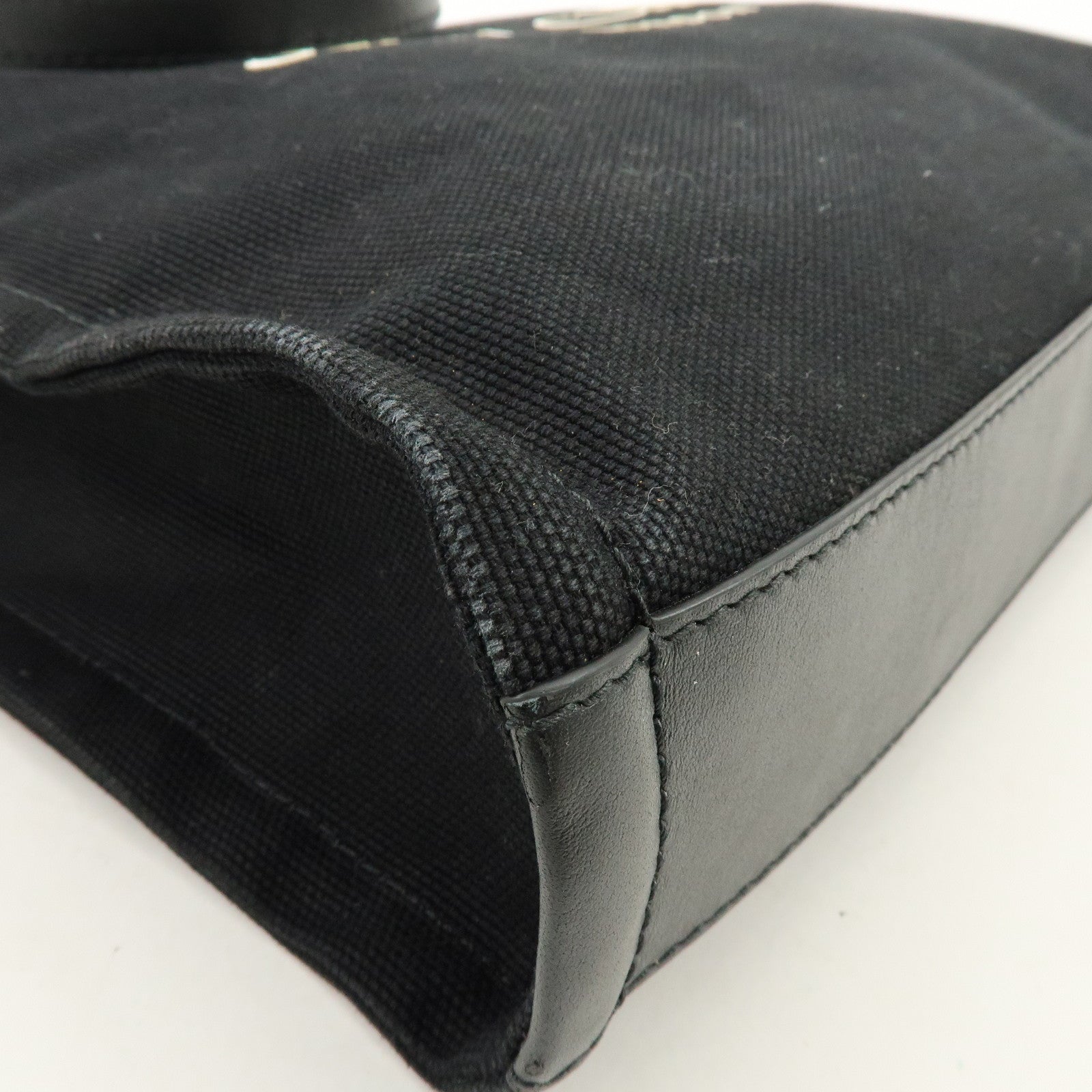 JIMMY CHOO Logo Canvas Leather Shoulder Bag Tote Bag Black