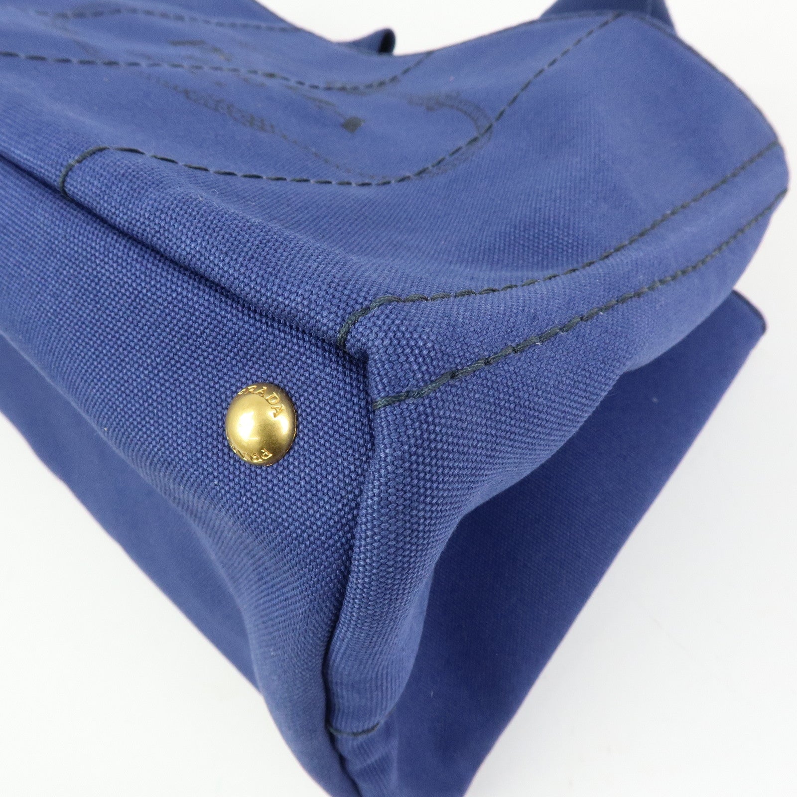 PRADA Triangle Logo Canapa Canvas 2Way Tote Hand Bag Blue BN2642