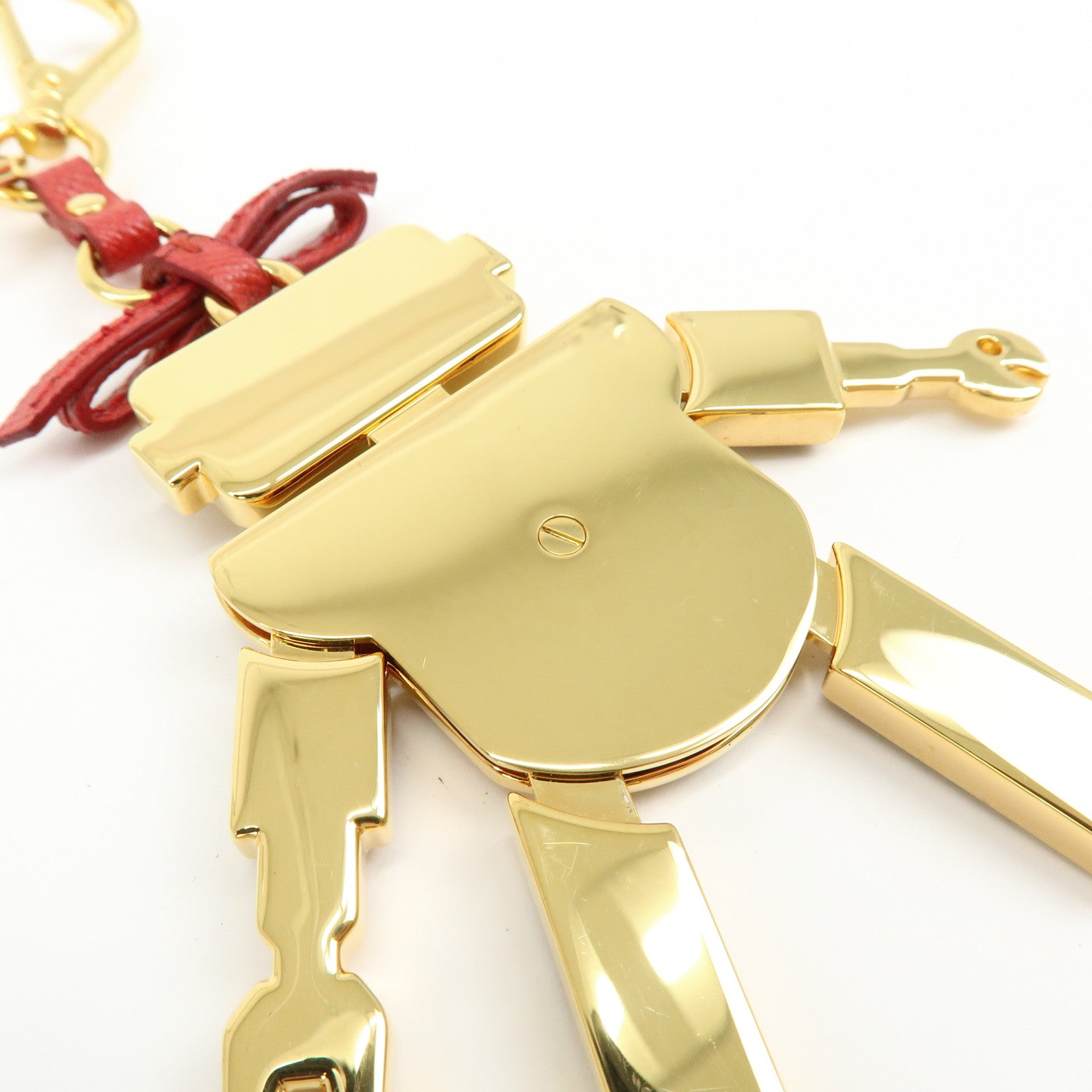 PRADA Saffiano Leather Metal Bag Key Charm  Robot White Red 1TL136