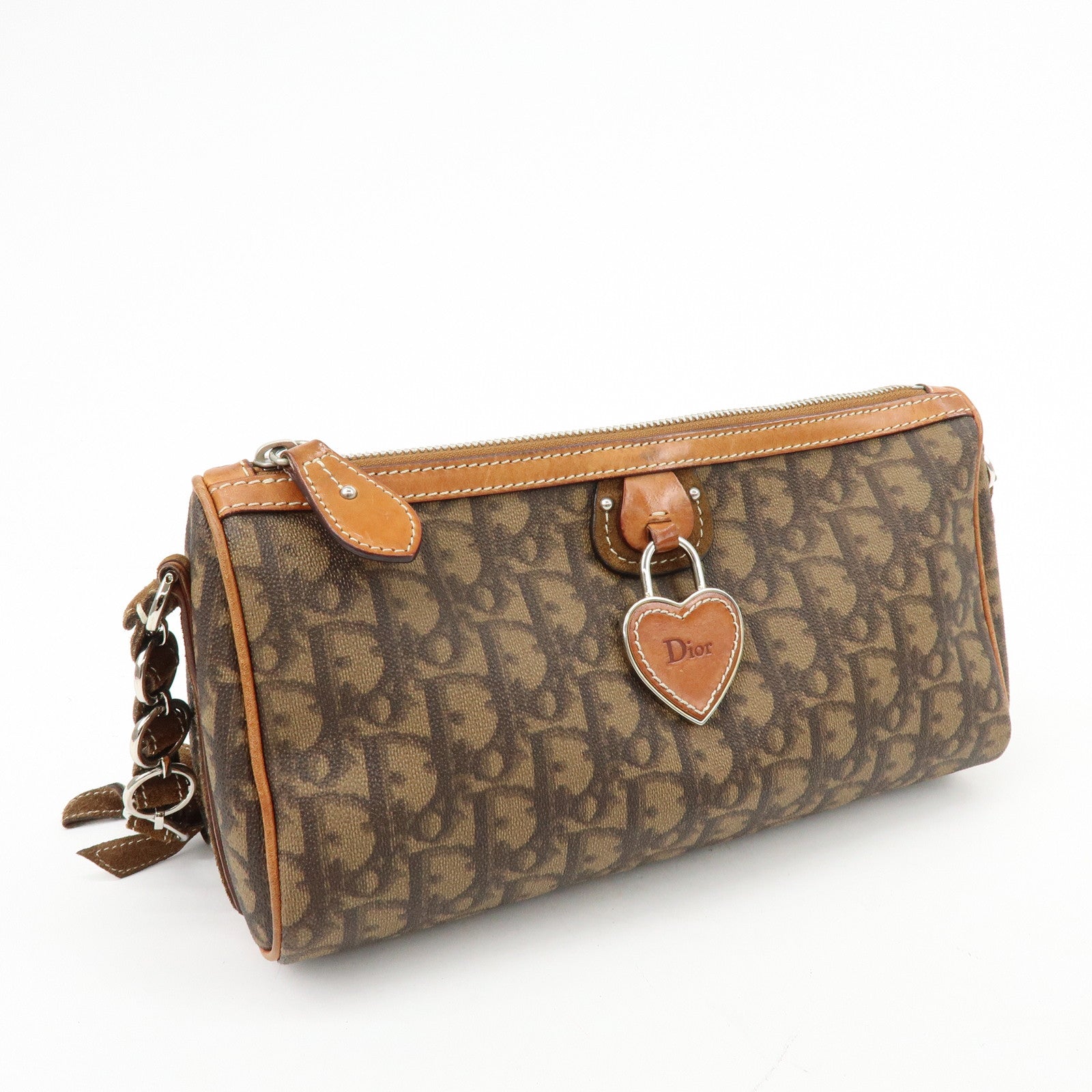 Christian Dior Romantic Trotter PVC Leather Shoulder Bag Brown