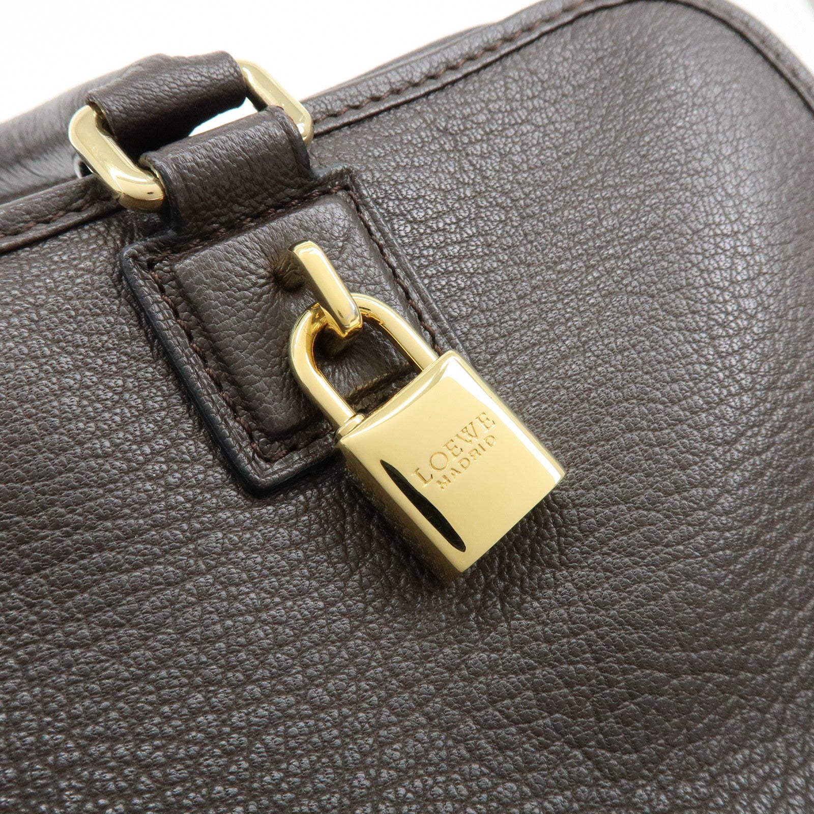 LOEWE Anagram Amazona 36 Hand Bag Boston Bag Dark Brown