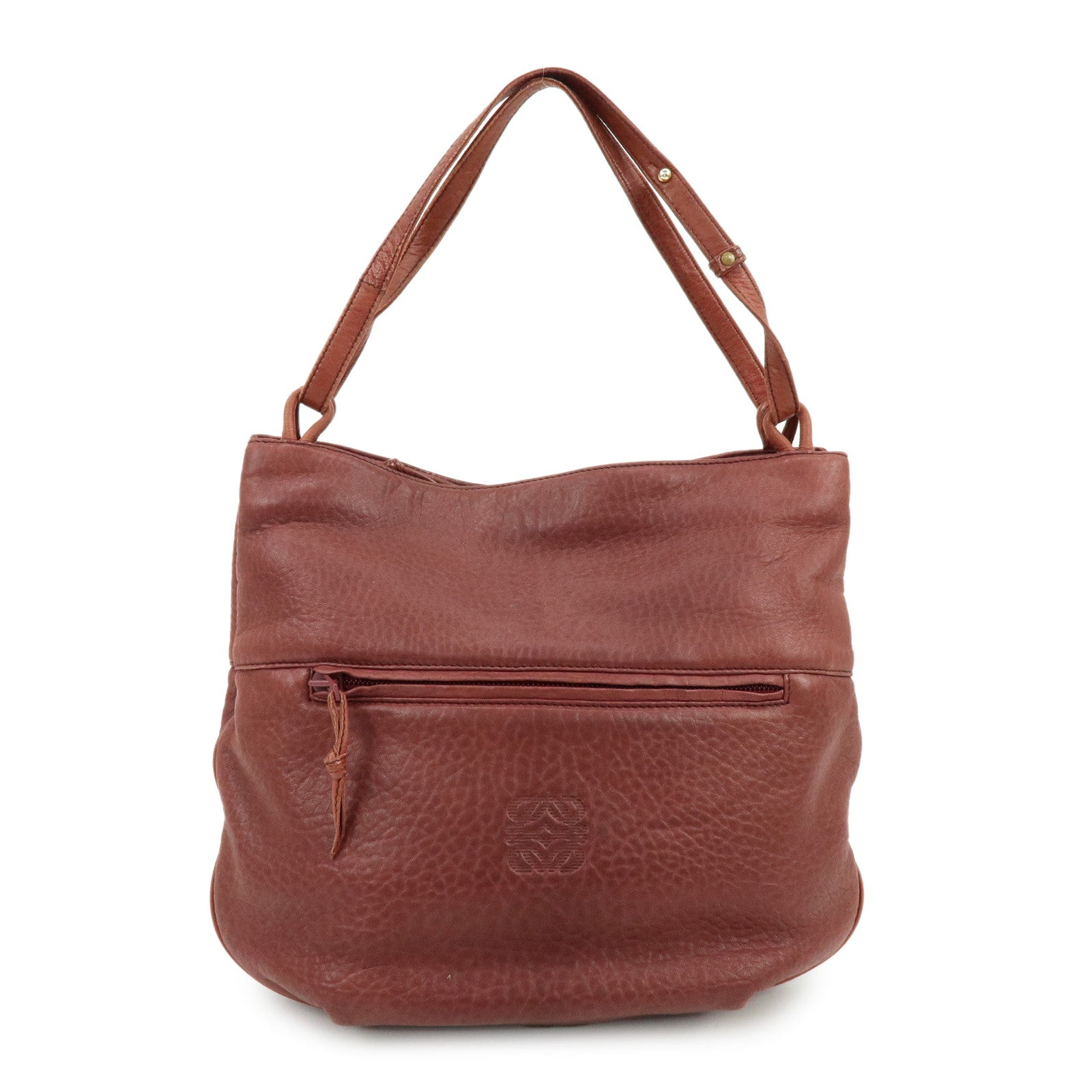 LOEWE Anagram Leather Tote Bag Shoulder Bag Bordeaux