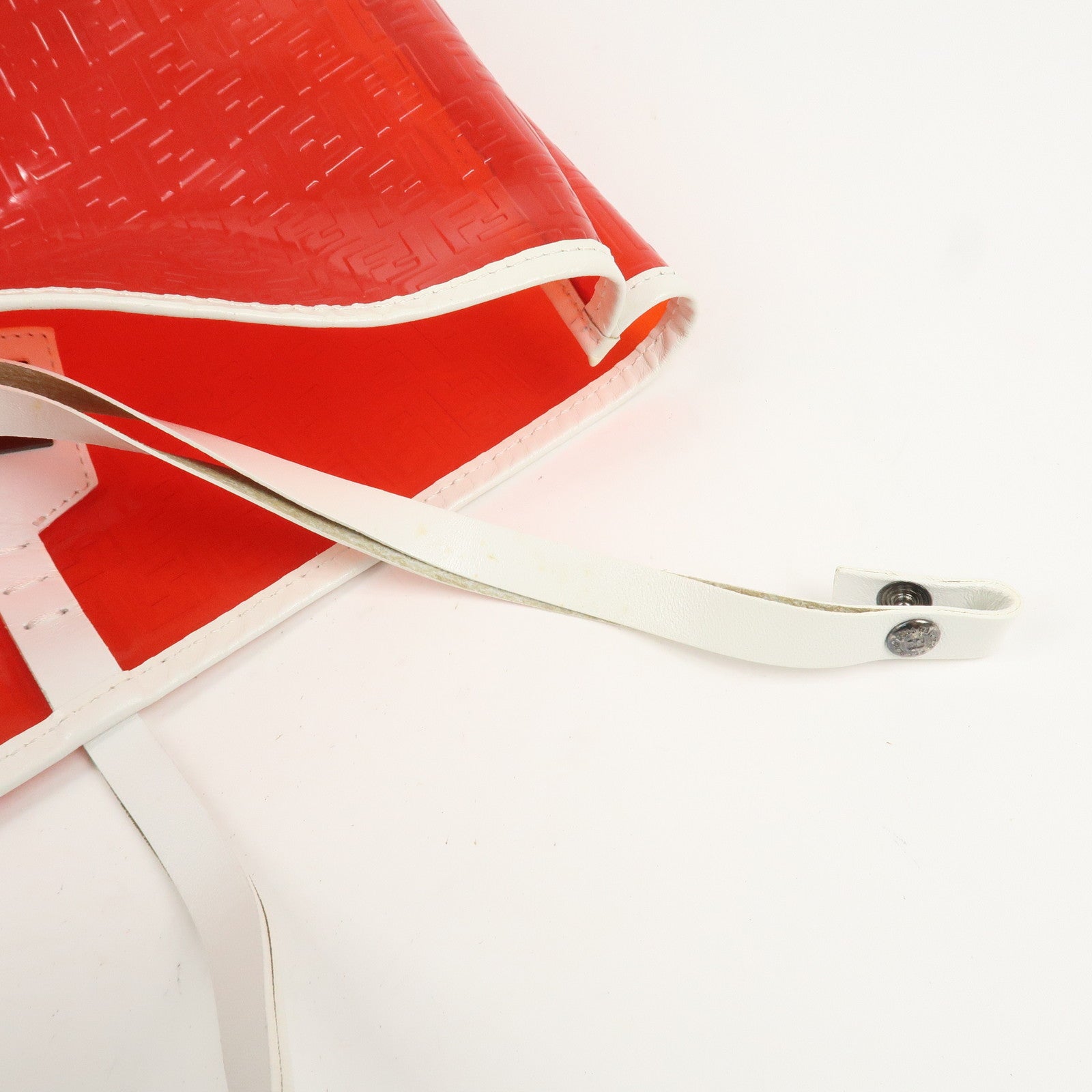 FENDI Zucchino Plastic Leather Tote Bag Shoulder Bag Orange 8BH005