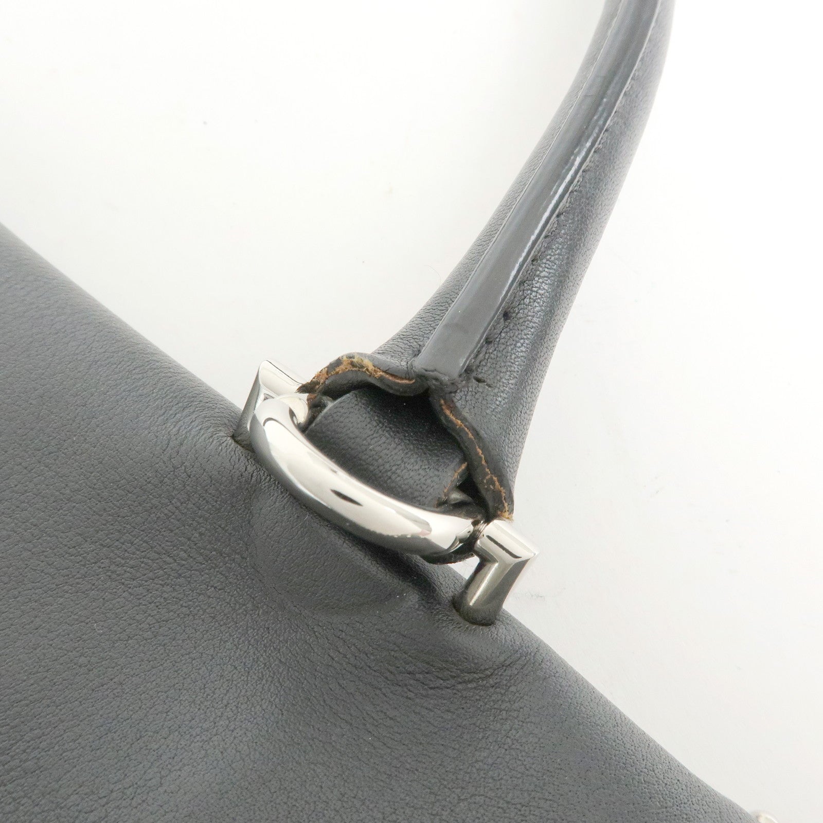 GIVENCHY Shark Studs Leather 2Way Bag Hand Shoulder Bag Black