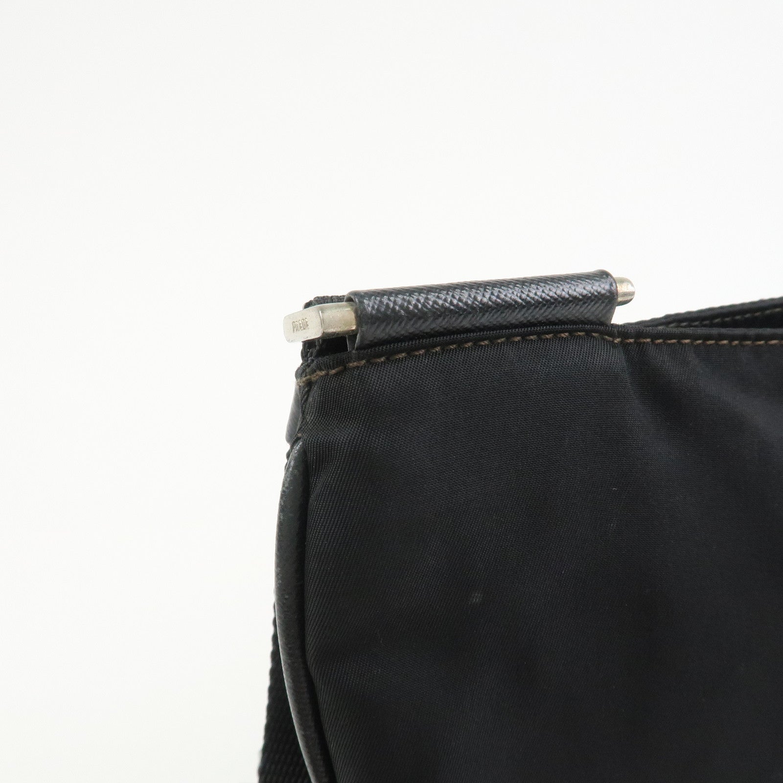 PRADA Triangle Logo Nylon Saffiano Leather Shoulder Bag VA0340