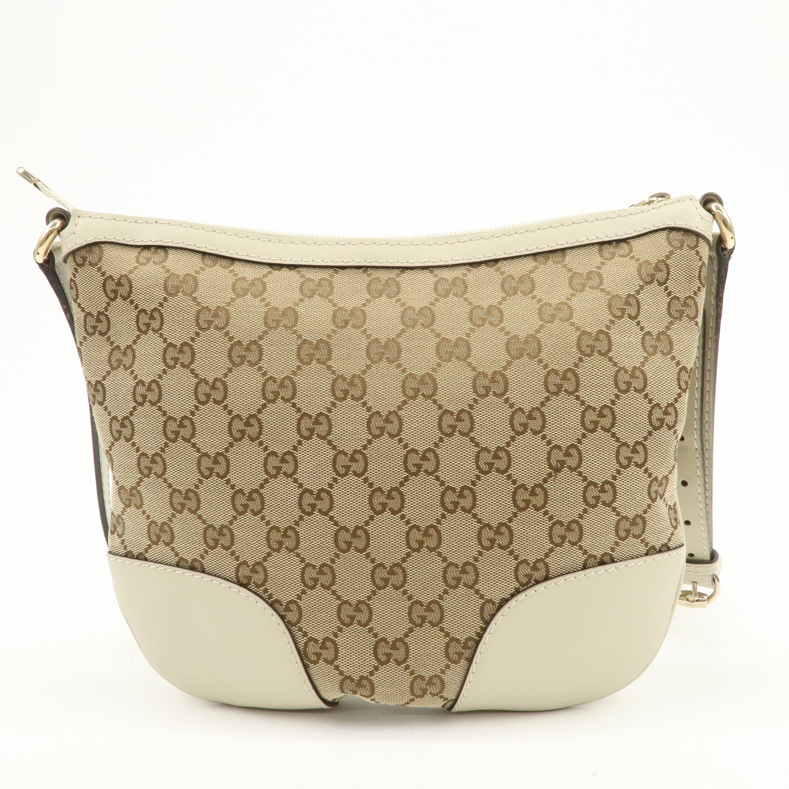 GUCCI Lovely Heart GG Canvas Leather Shoulder Bag Ivory 257072