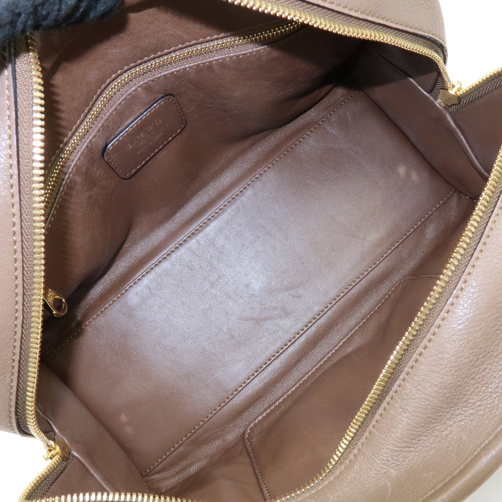 LOEWE Anagram Amazona 28 Leather Hand Bag Boston Bag Brown