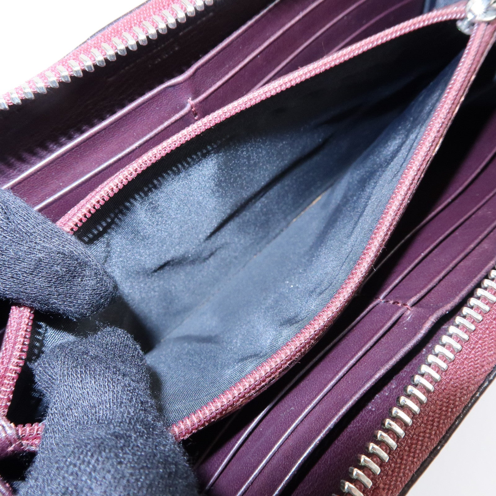 Christian Dior Trotter Patent Leather Round Zippy Wallet Purple