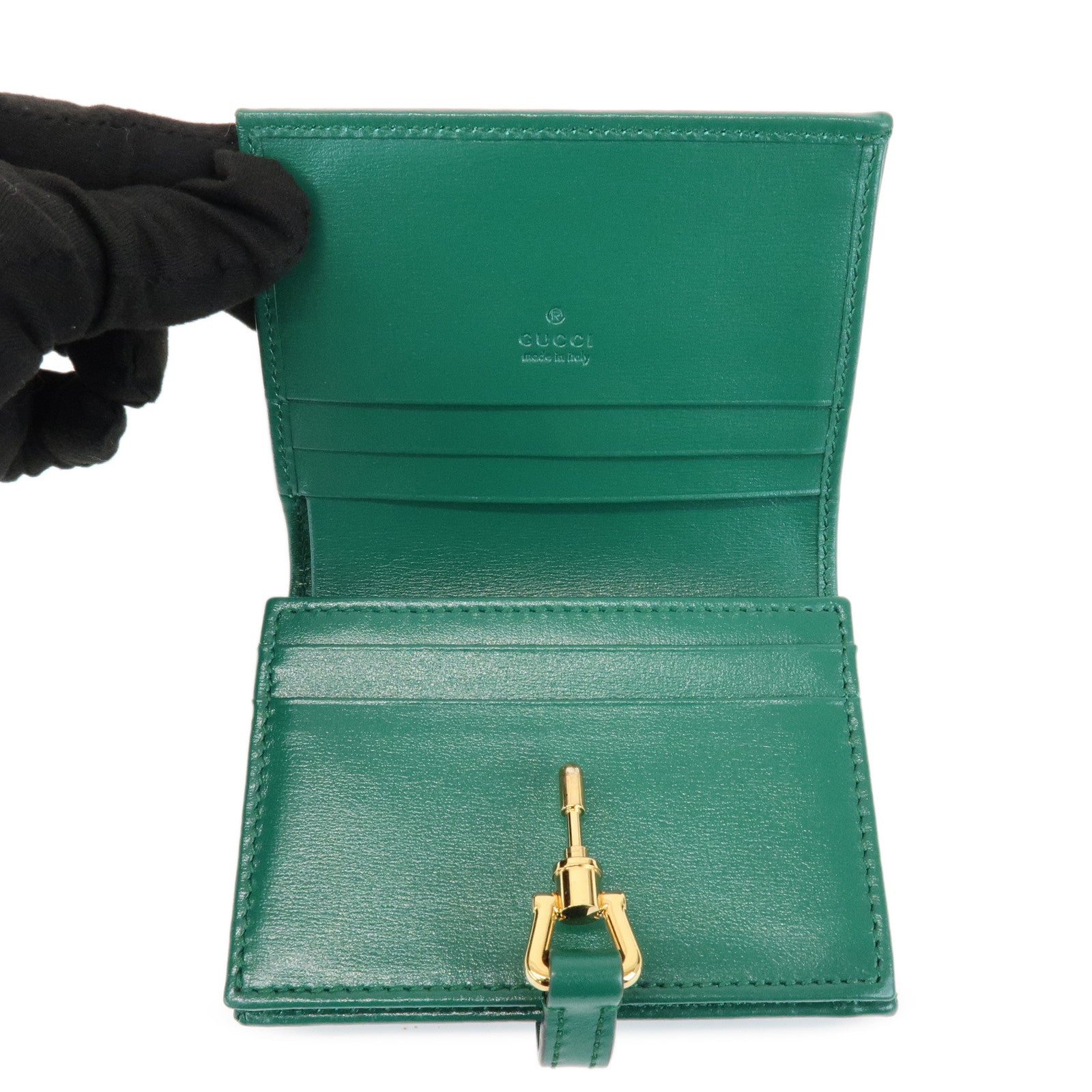 GUCCI Jackie 1961 Leather Bi-Fold Compact Wallet Green 645536