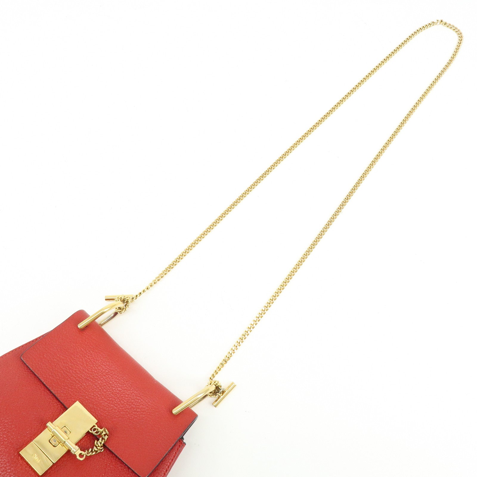 Chloe Drew Leather Chain Shoulder Bag Crossbody Bag Red