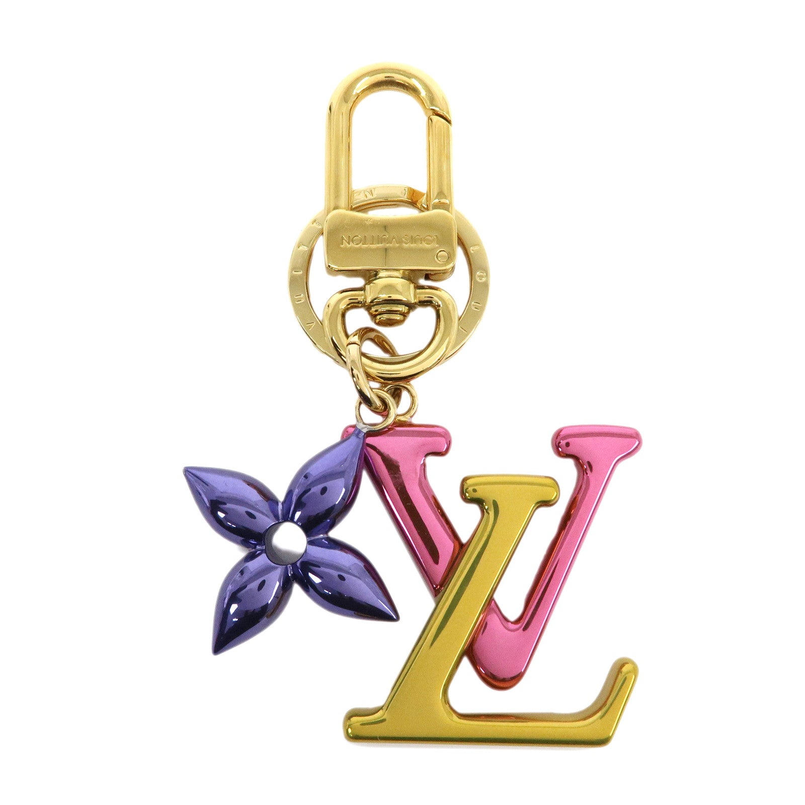 Louis Vuitton Porte Cles LV New Wave Bag Charm Gold Pink M63749