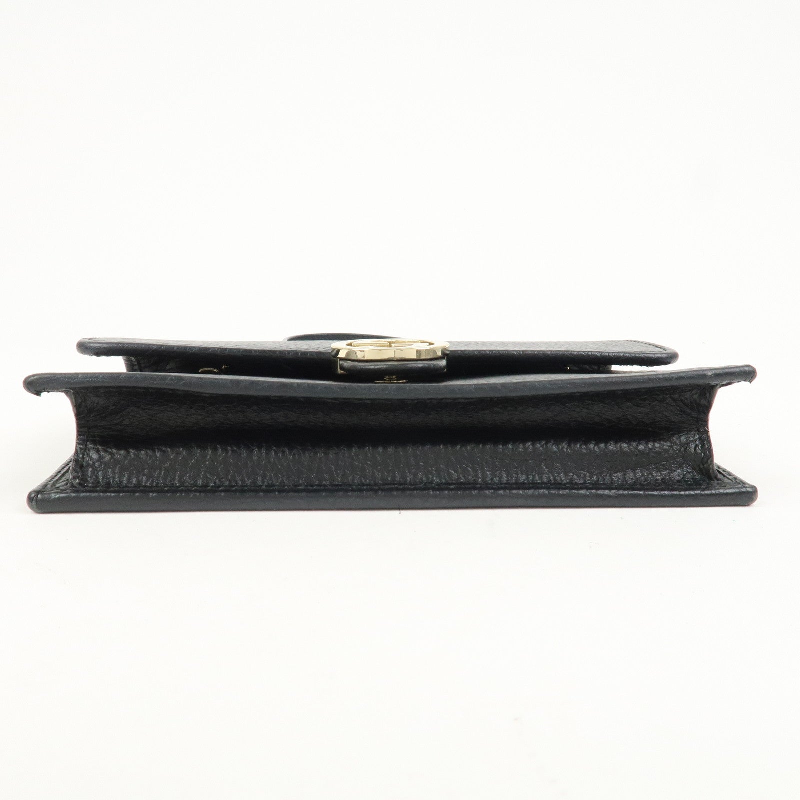 GUCCI Interlocking G Leather Chain Shoulder Bag Black 615523