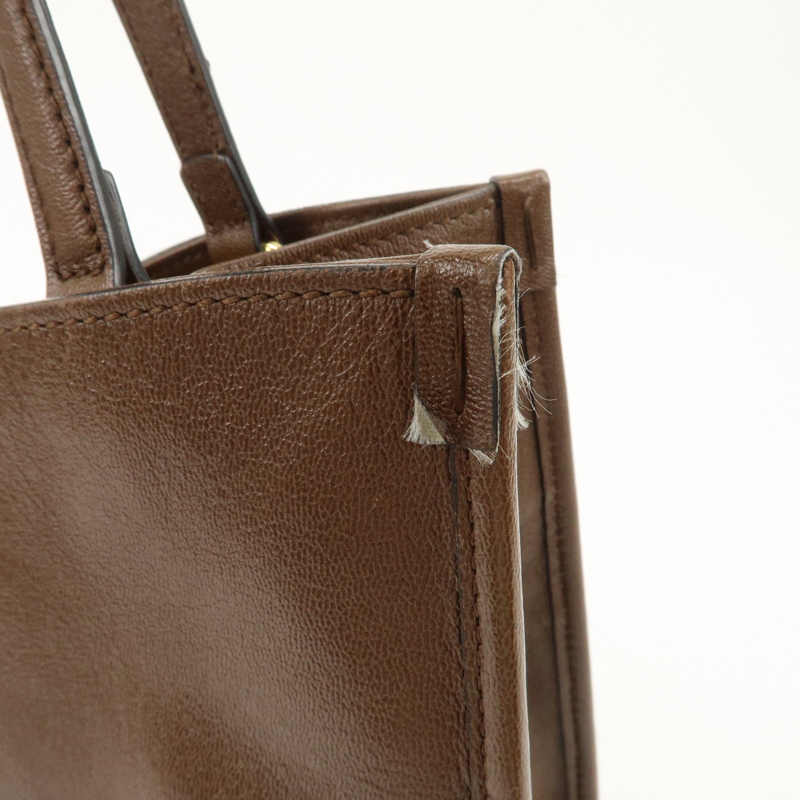 GUCCI Horsebit Leather Tote Bag Shoulder Bag Hand Bag Brown 623694