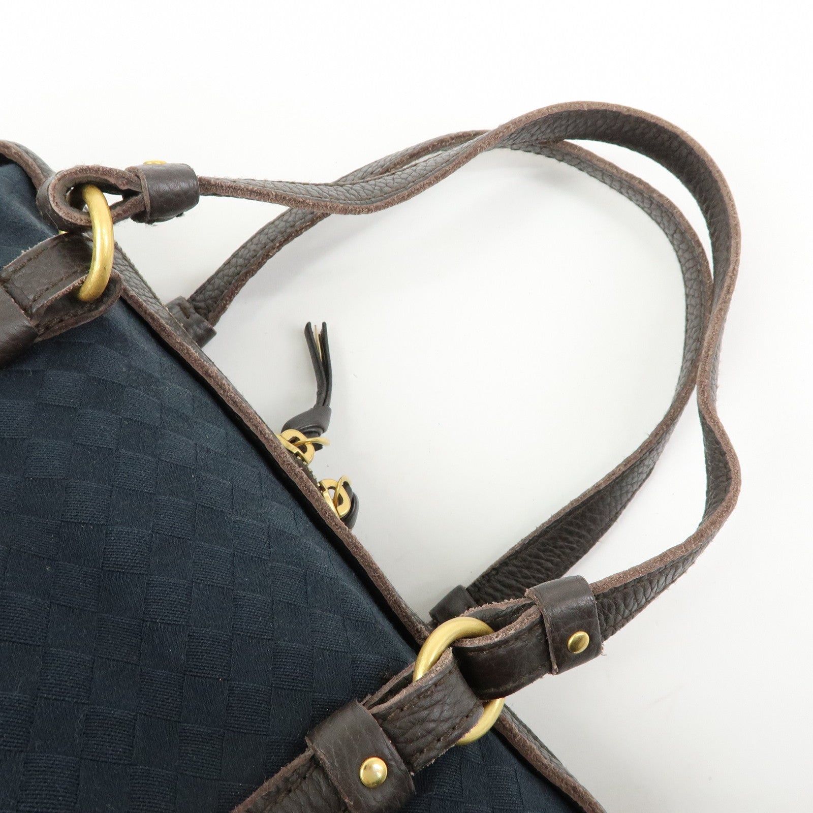 BOTTEGA VENETA Intrecciato Canvas Leather Mini Boston Bag 142470