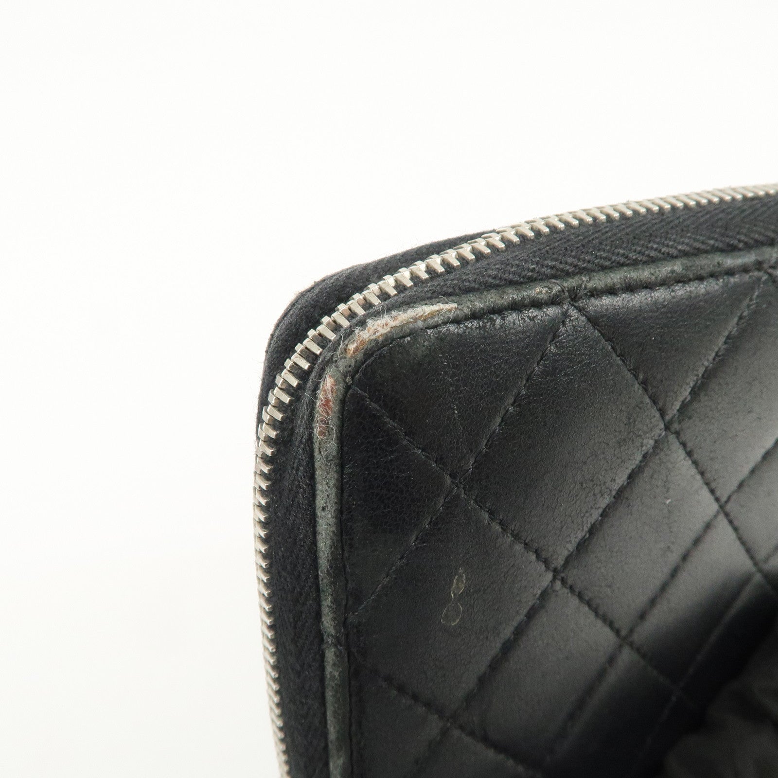 CHANEL Matelasse Lamb Skin Round Zippy Long Wallet Black A50097