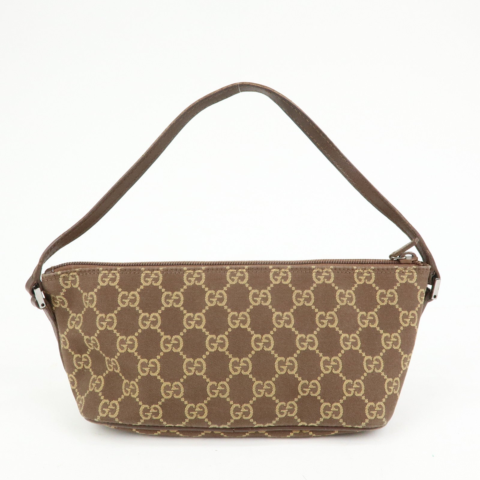 GUCCI Boat Bag GG Canvas Accessory Pouch Hand Bag Brown 039.1103