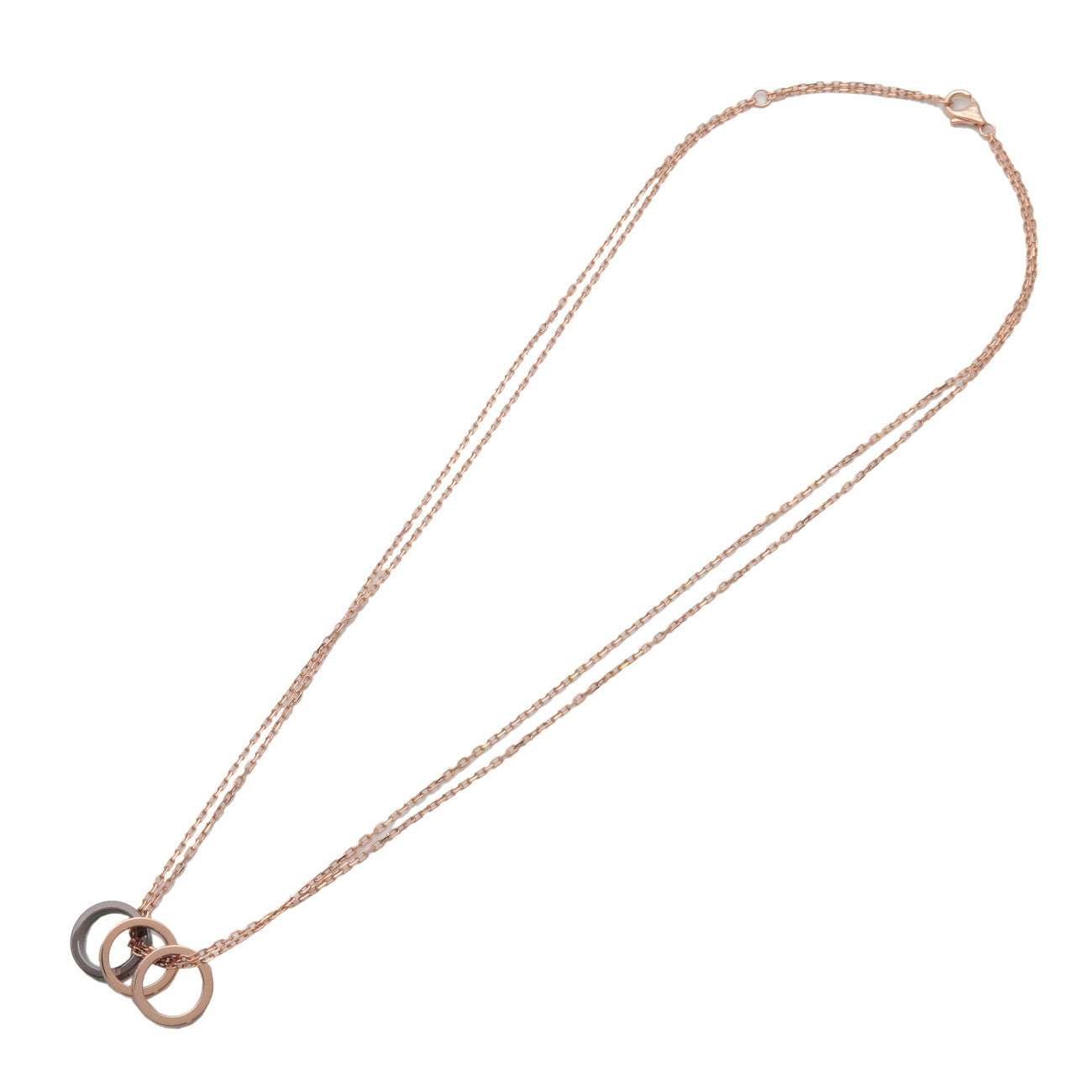 Cartier Love Three Hoop Diamond Necklace K18 750PG Ceramic B3046600