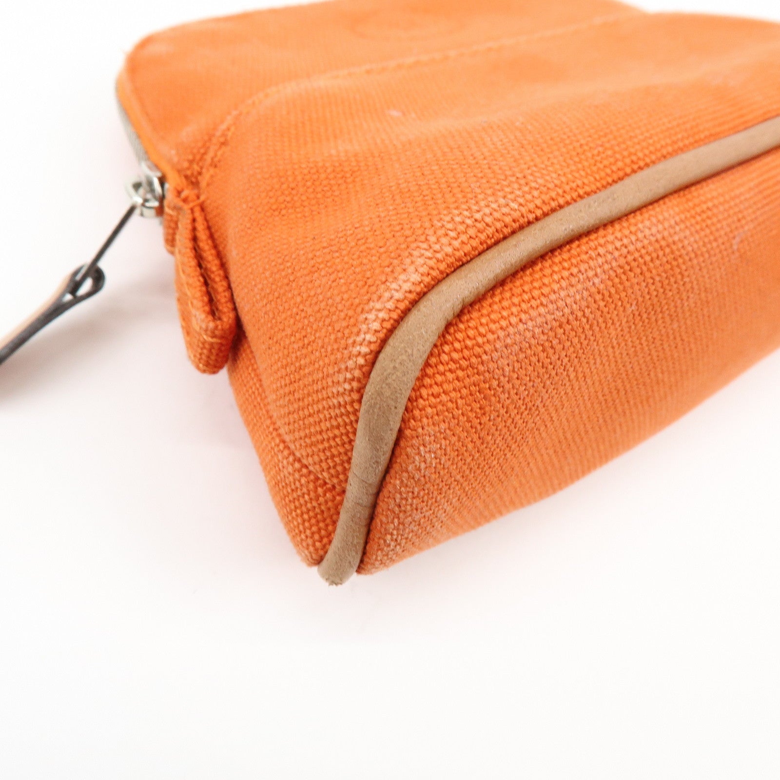 HERMES Bolide Mini Mini 16 Canvas Leather Cosmetic Pouch Orange