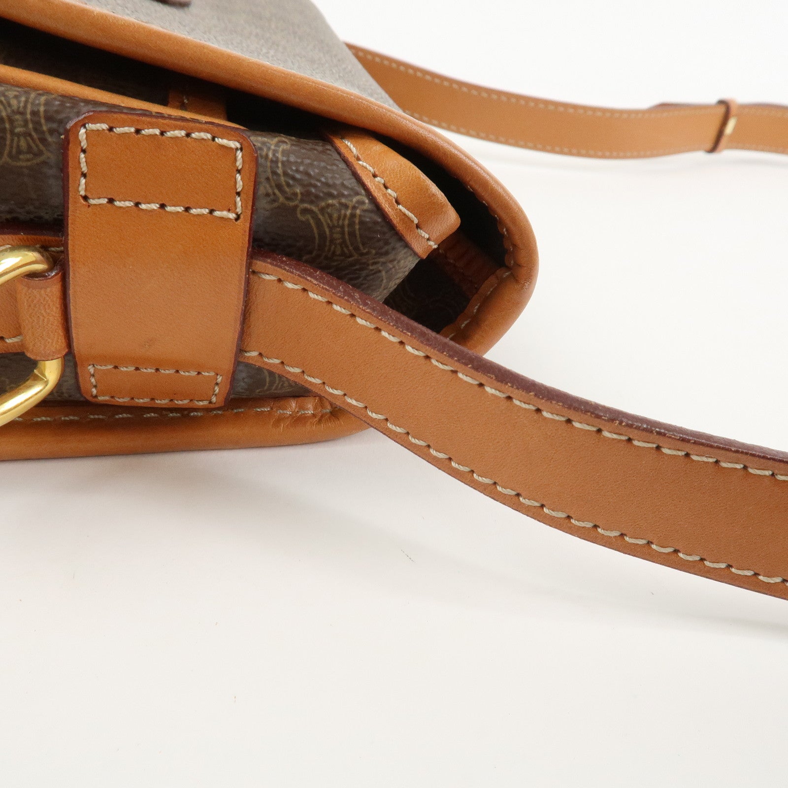 CELINE Macadam PVC Leather Shoulder Bag Crossbody Bag Brown