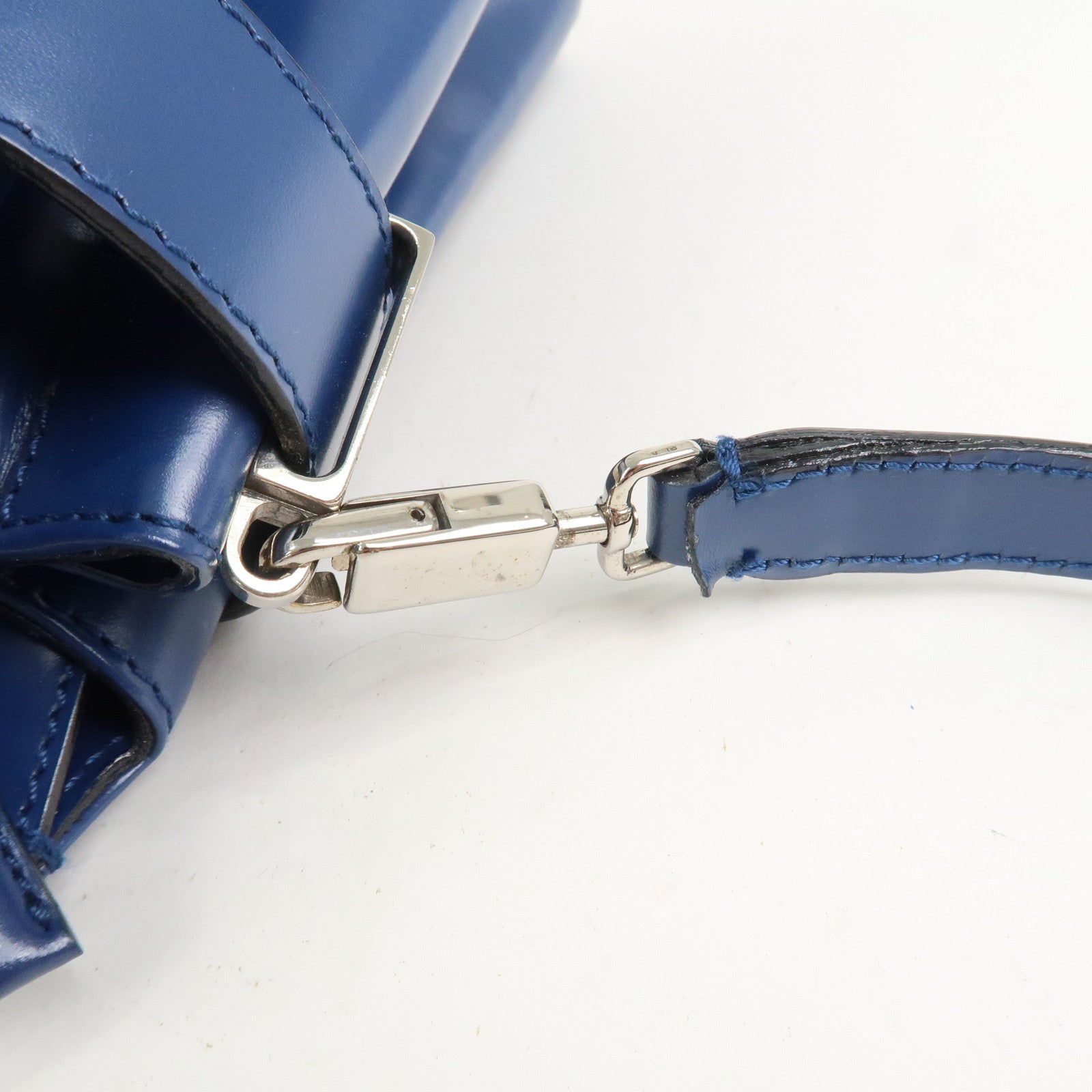 Ferragamo Gancini Logo Leather 2Way Bag Hand Bag Shoulder Bag Blue