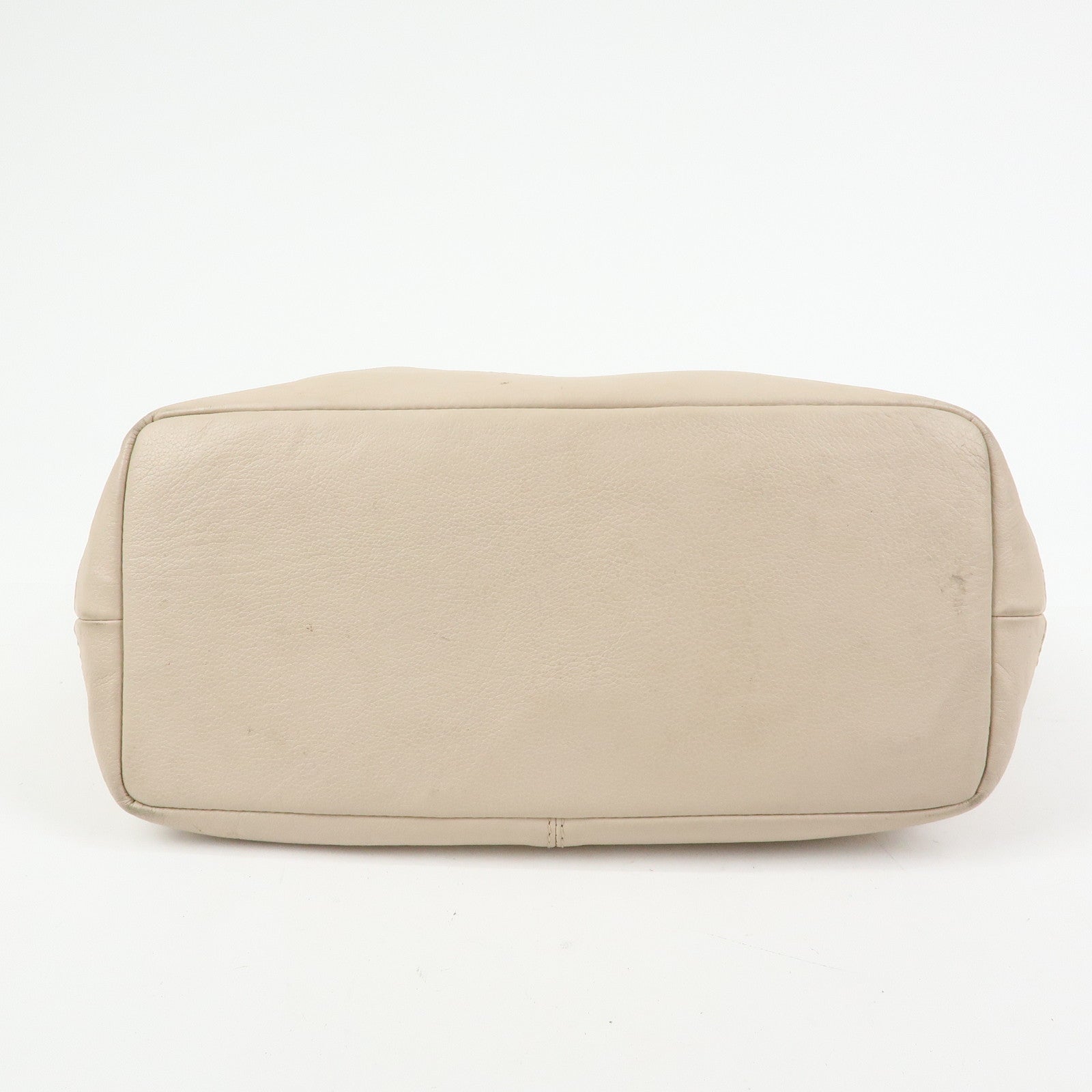 Chloe See by Chole Leather Tote Bag Hand Bag Pouch Beige