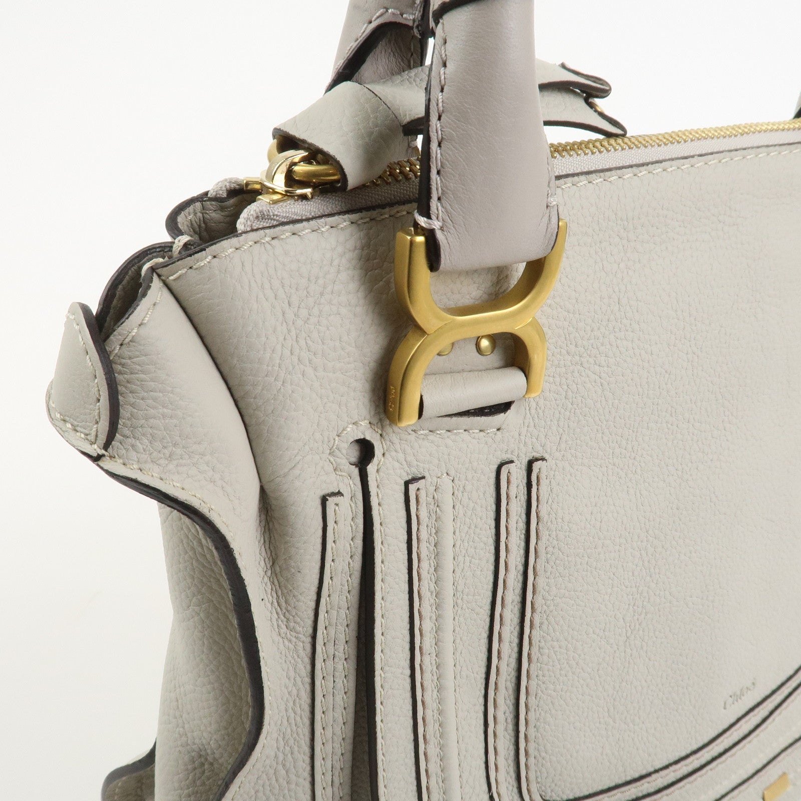 Chloe Marcie Leather Hand Bag Shoulder Bag Gray