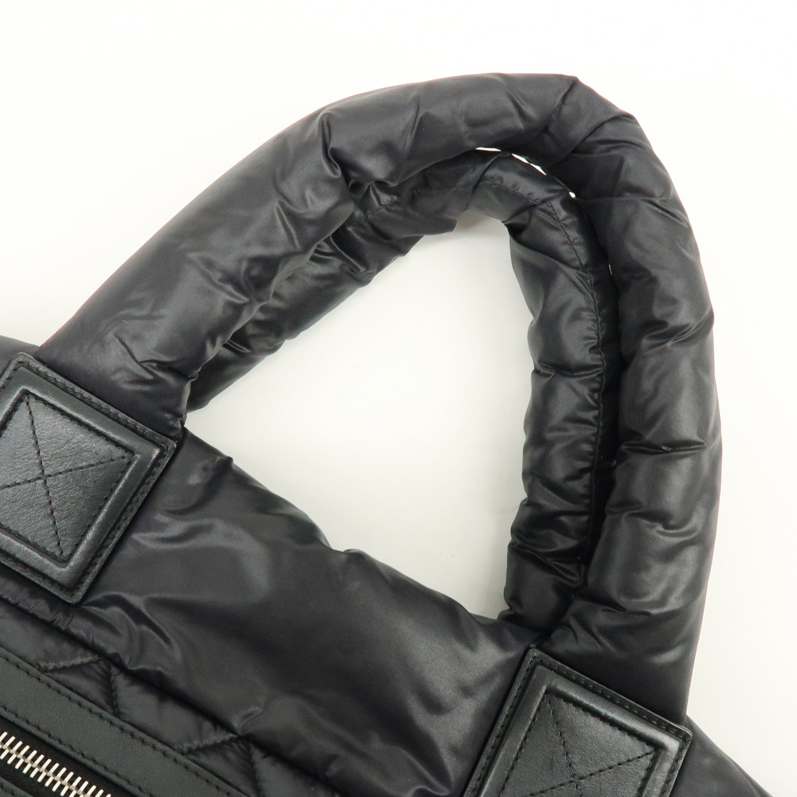 CHANEL COCO Cocoon PM Nylon Leather Tote Bag Hand Bag Black A48610