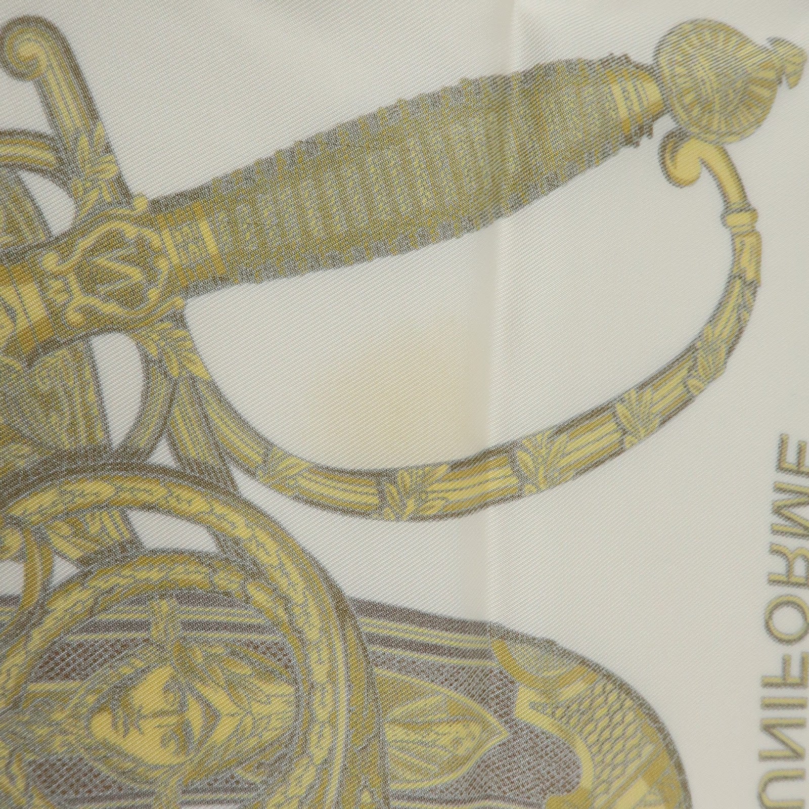 HERMES Carre 90 Set of 2 Silk 100% Scarf Gold Ivory Red