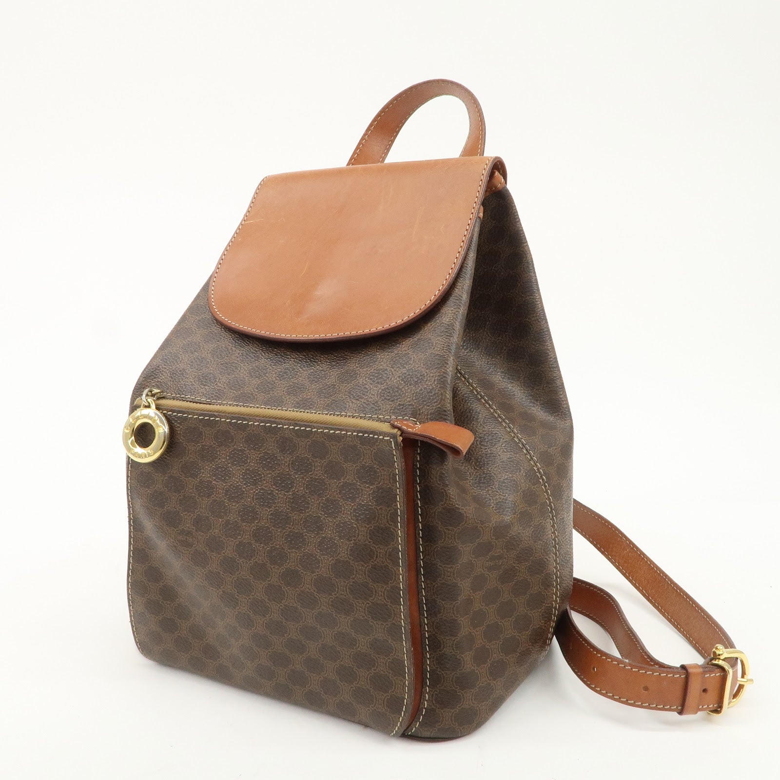 CELINE Macadam PVC Leather Backpack Rucksack Brown