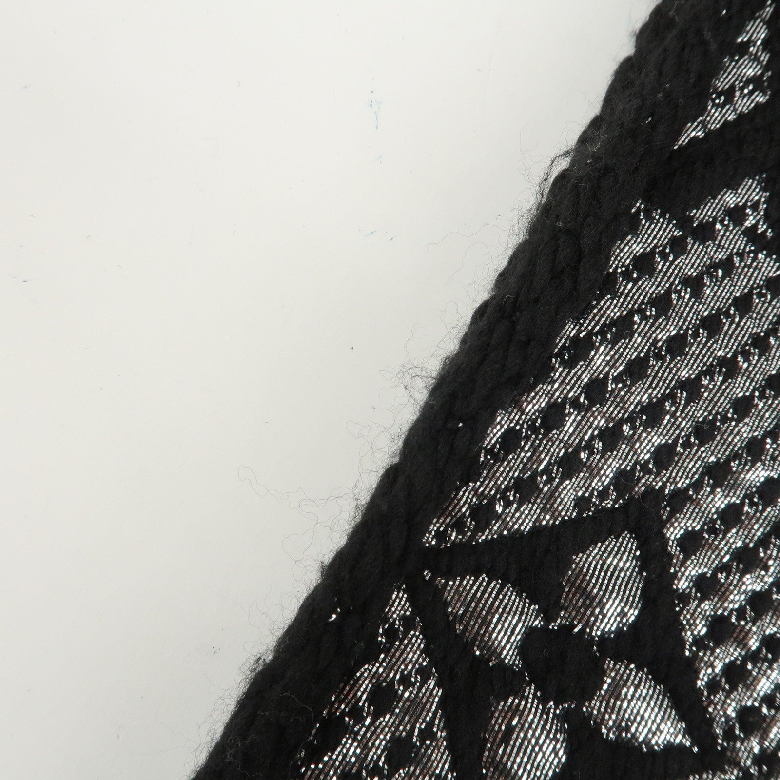 Louis Vuitton Escharp Monogram Shine Wool Silk Scarf Black M75833