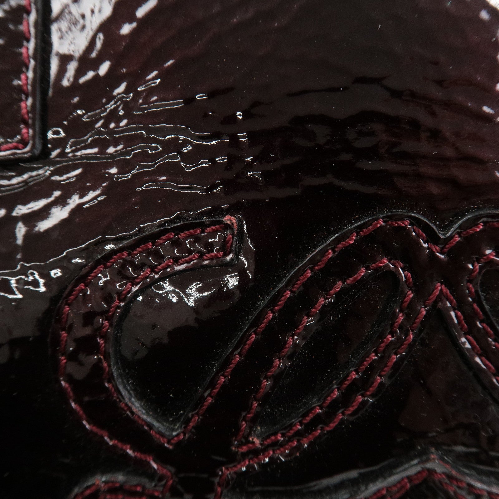 LOEWE Amazona Patent Leather Hand Bag Burgundy