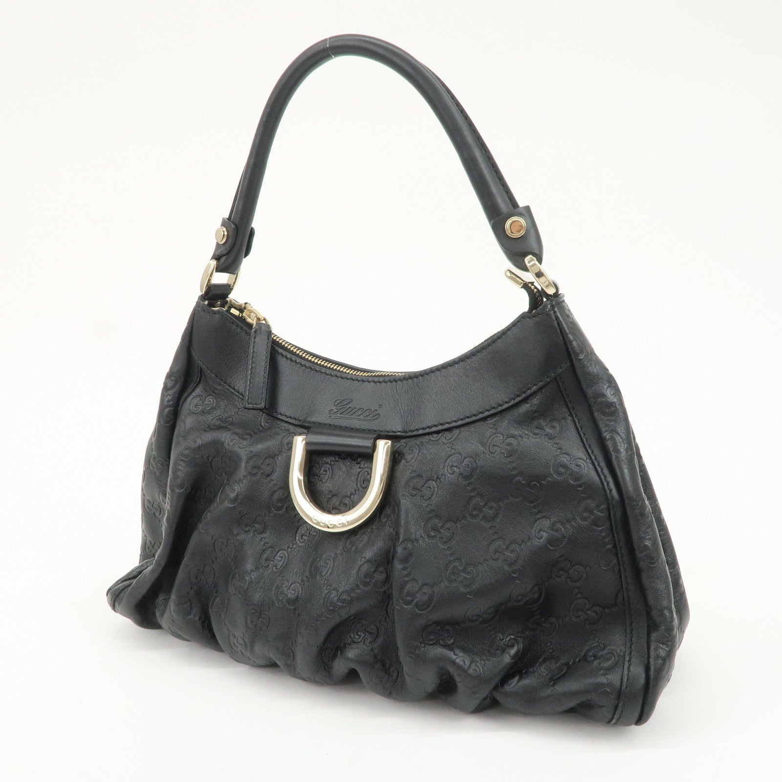 GUCCI Abbey Guccissima Leather Shoulder Bag Hand Bag Black 190525