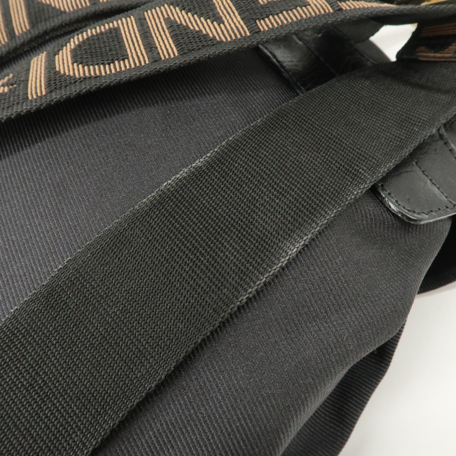 FENDI Nylon Leather Back Pack Black Gold Hardware 263390
