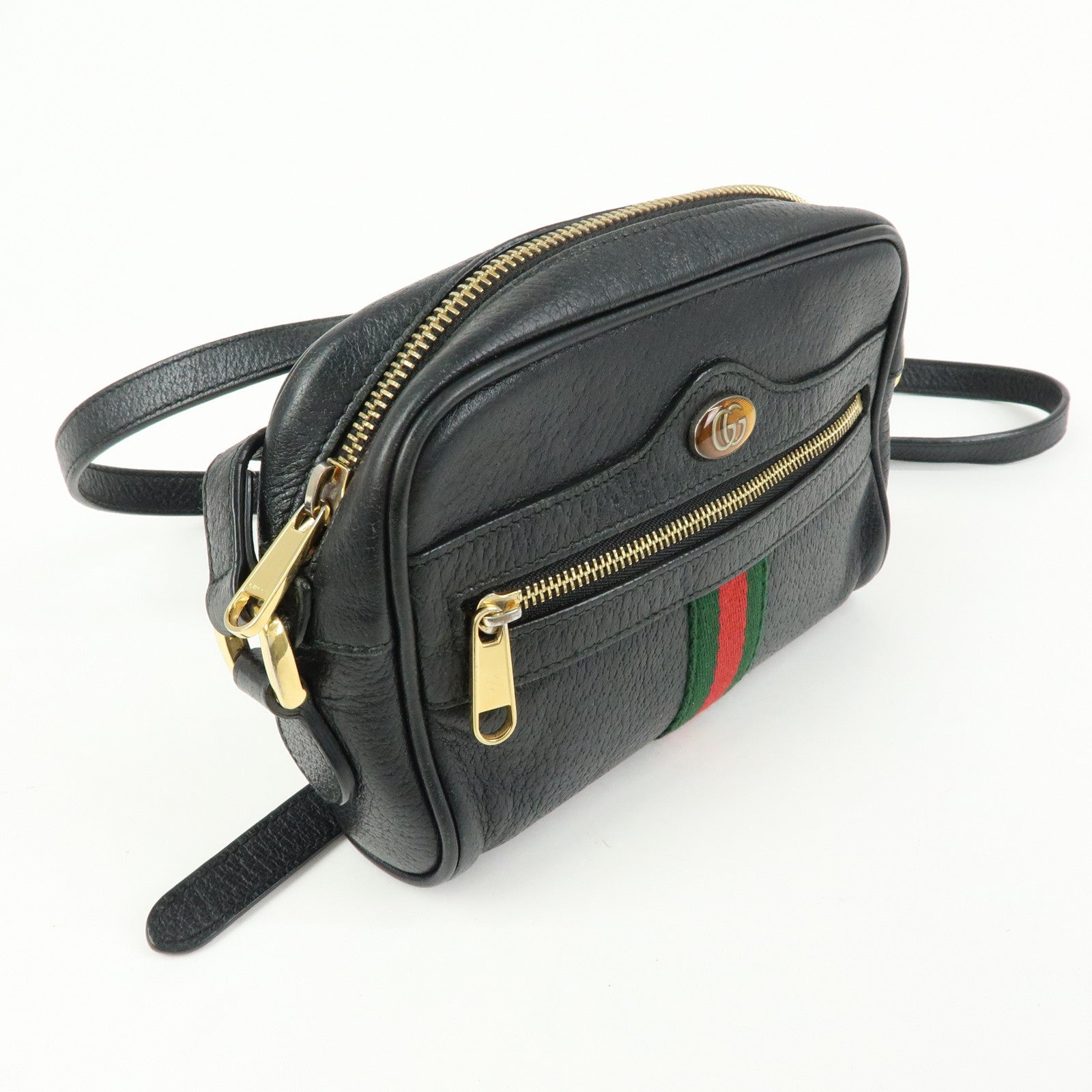GUCCI Sherry Ophidia Leather Shoulder Crossbody Bag Black 517350