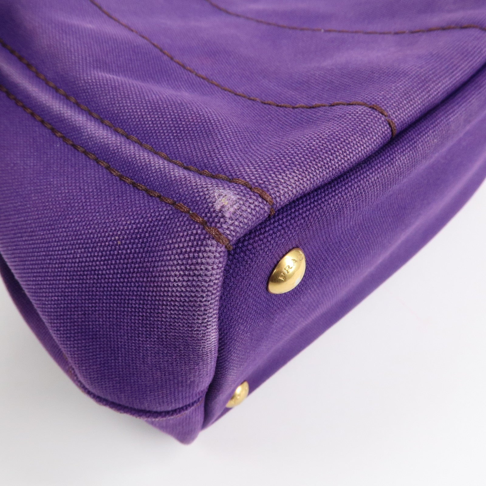 PRADA Logo Canapa Mini Canvas 2Way Tote Shoulder Bag Purple BN2439 Used