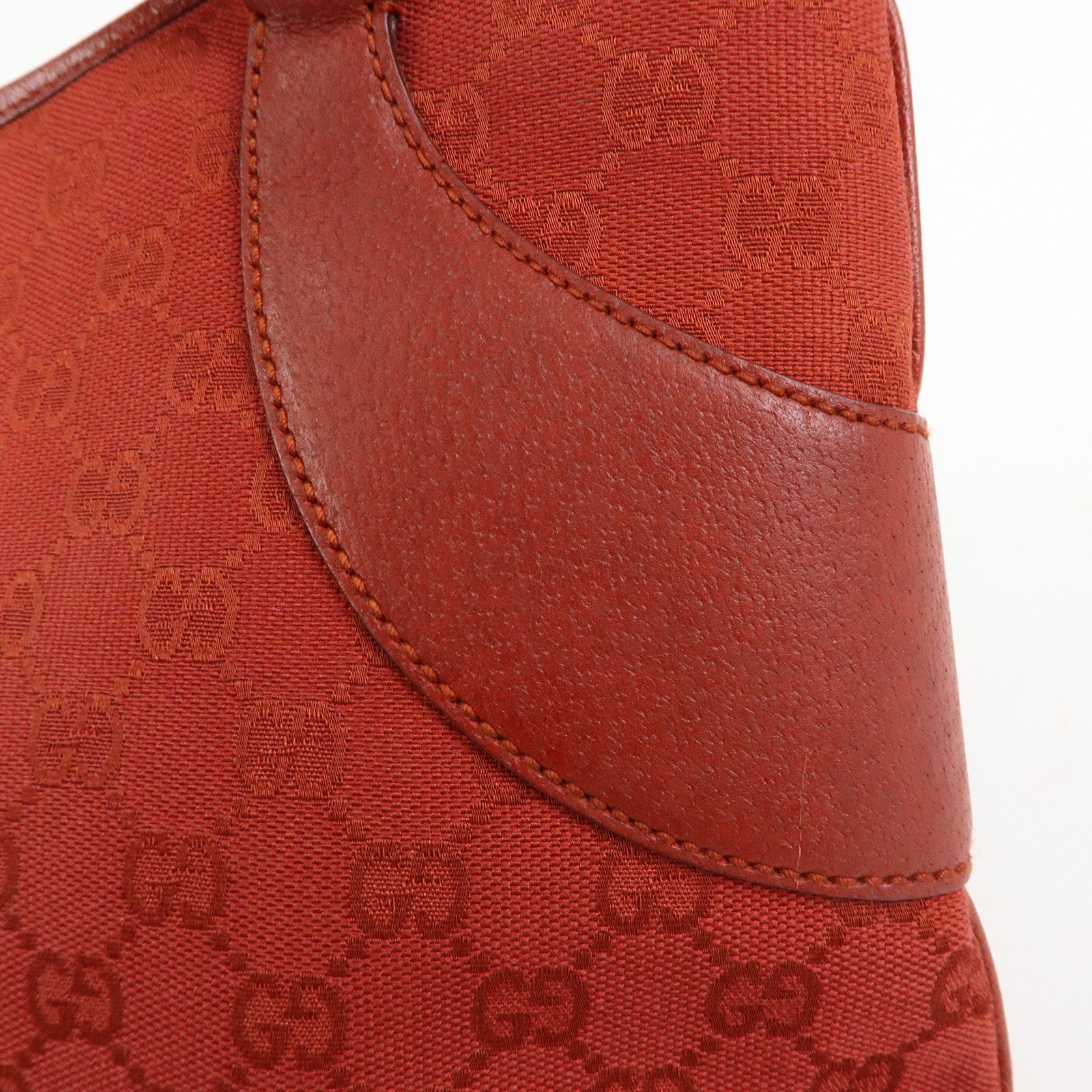GUCCI GG Canvas Leather Tote Bag Hand Bag Red 113015