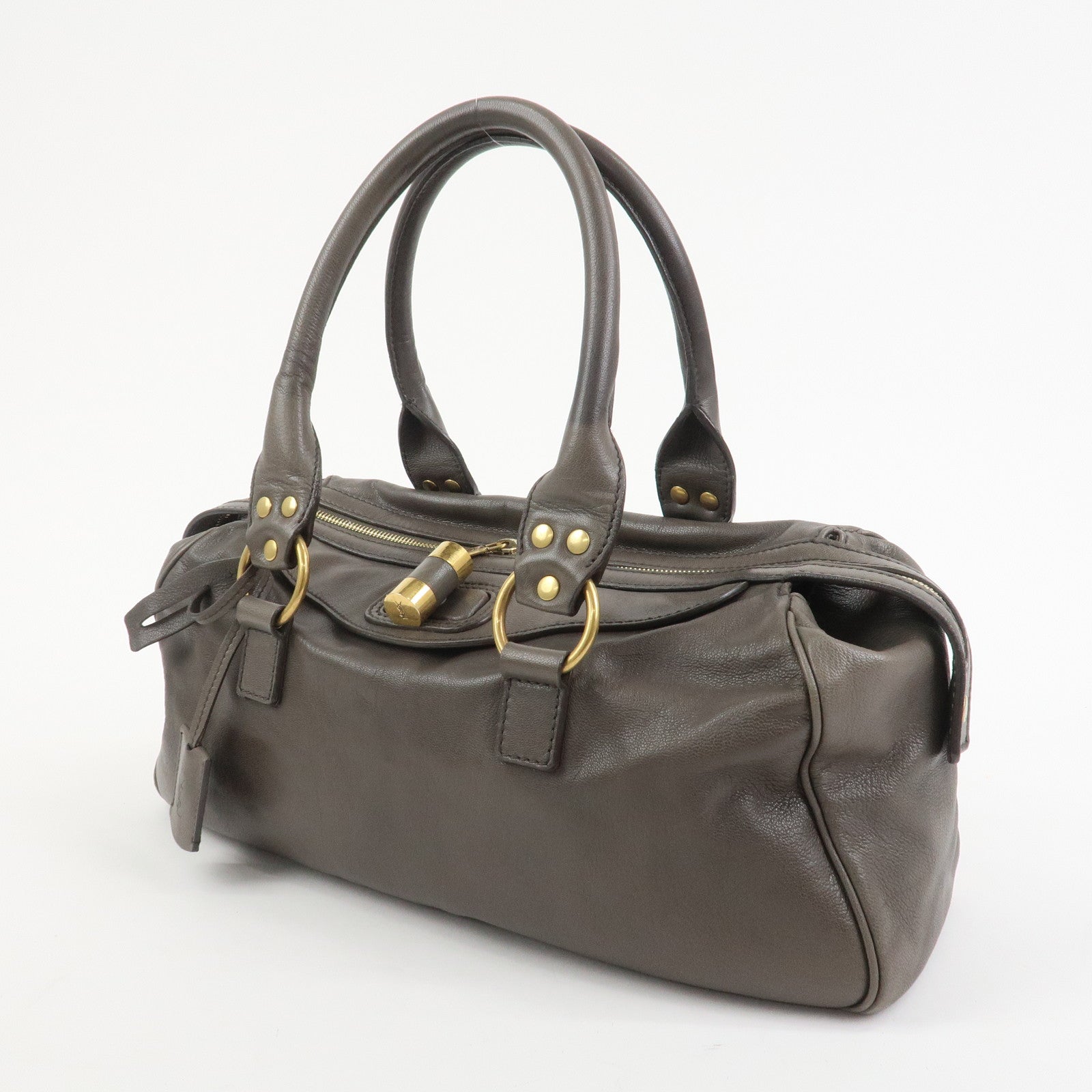 SAINT LAURENT PARIS Muse Leather Shoulder Bag Hand Bag Gray 168269