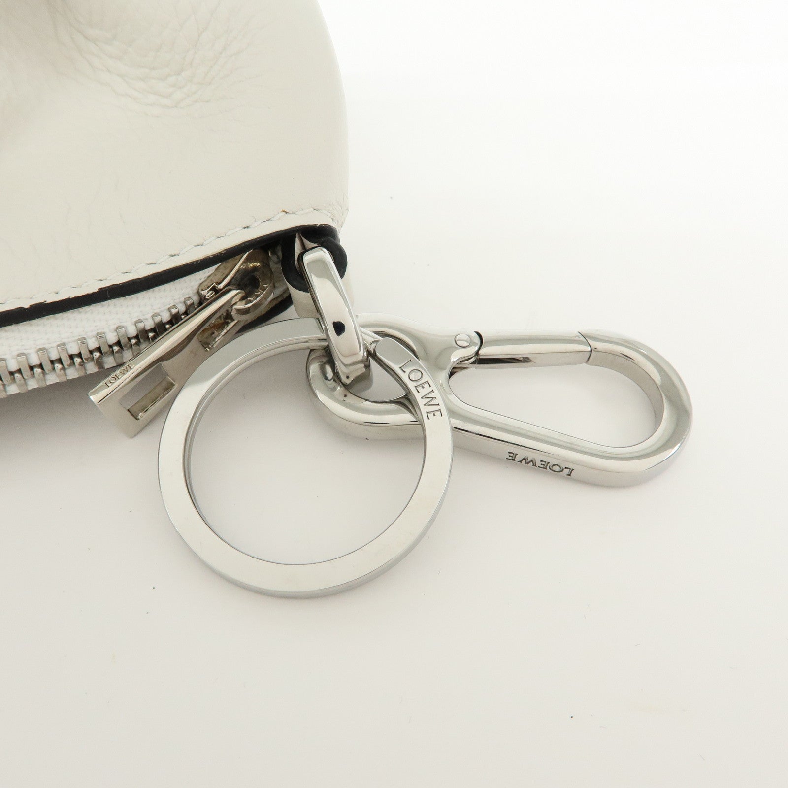 LOEWE Calf Leather Elephant Coin Case Coin Purse White