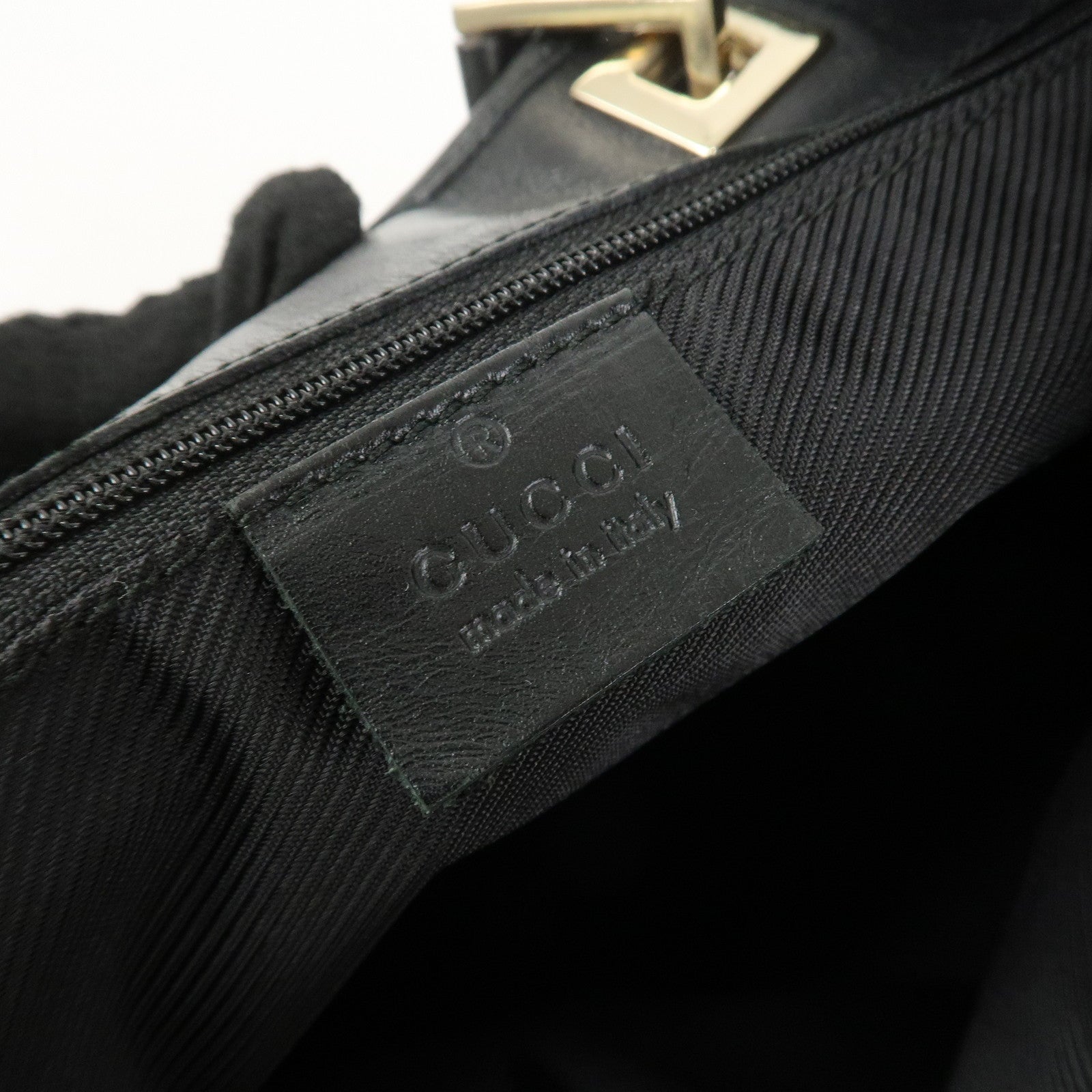 GUCCI GG Canvas Leather Tote Bag Hand Bag Black 002・1098