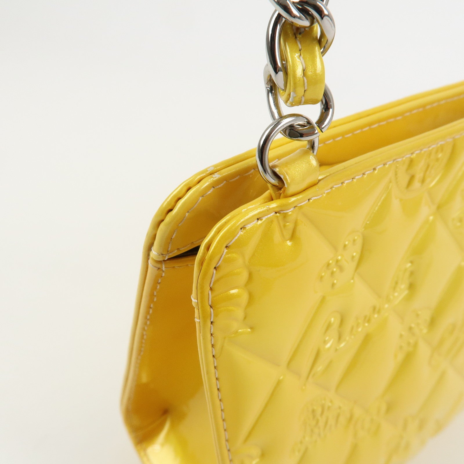 CHANEL Icon Line Patent Leather Chain Shoulder Bag Yellow A37156