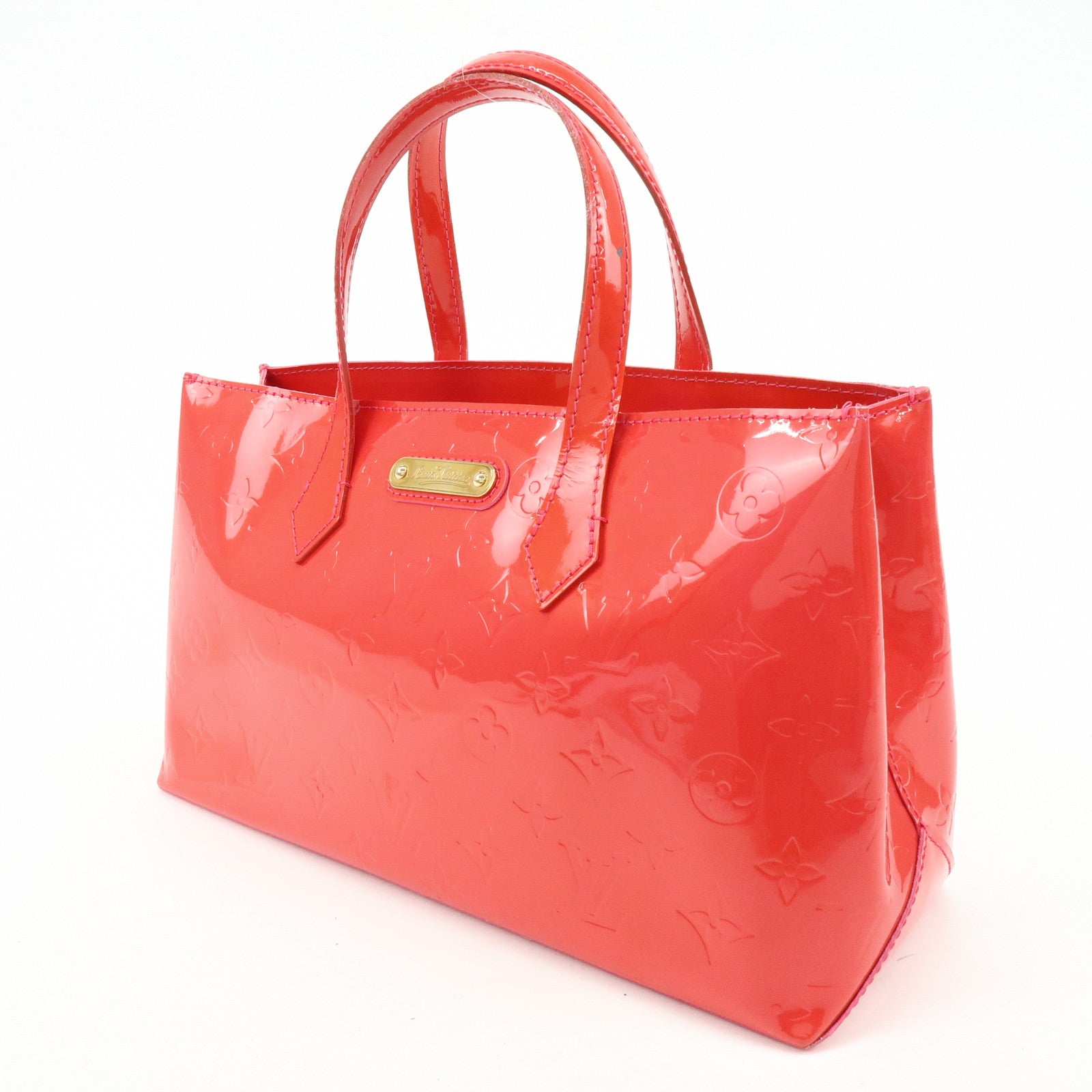 Louis Vuitton Monogram Vernis Wilshire PM Hand Bag Rose Pop M93643