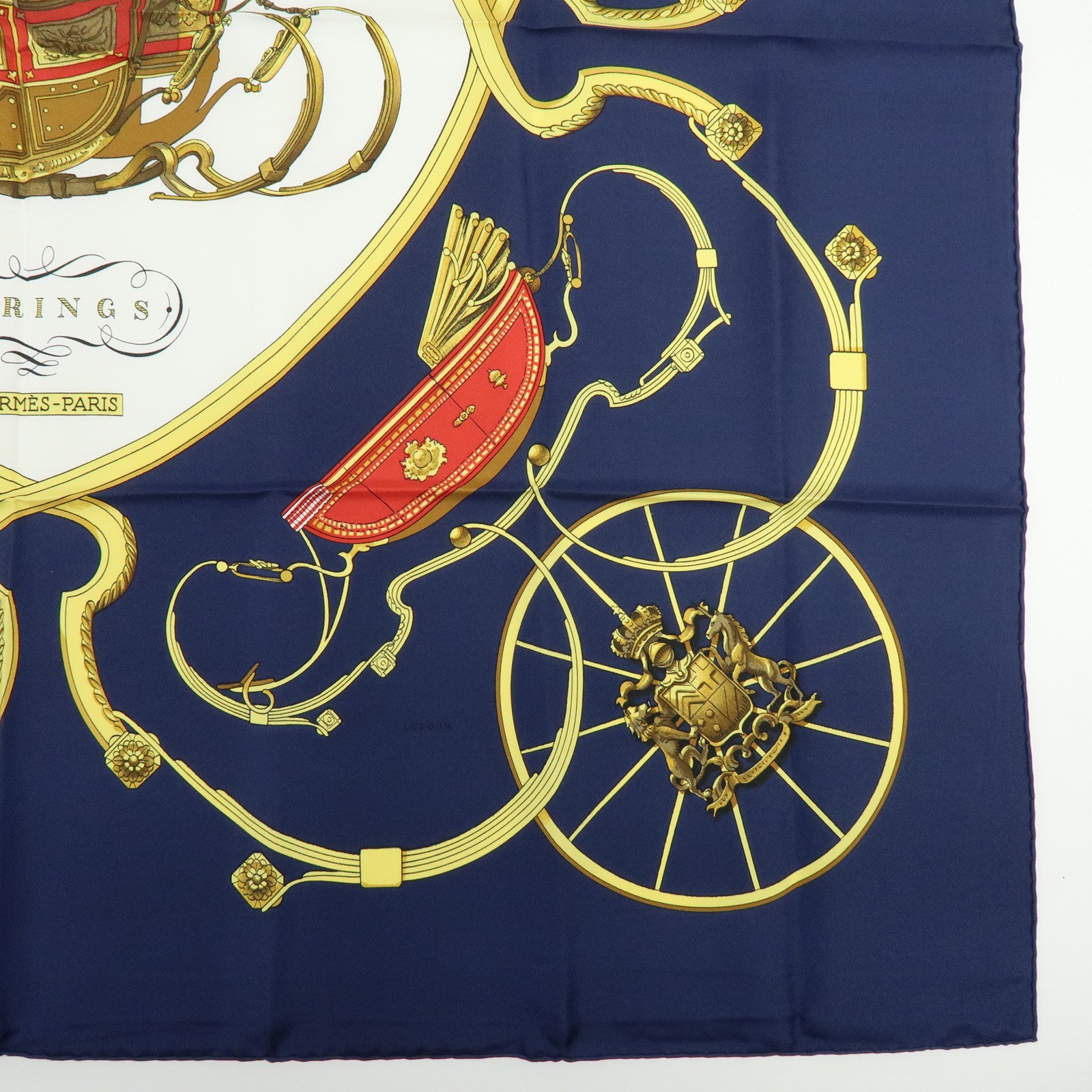 HERMES Carre 90 Silk 100% Scarf SPRINGS Dark Navy