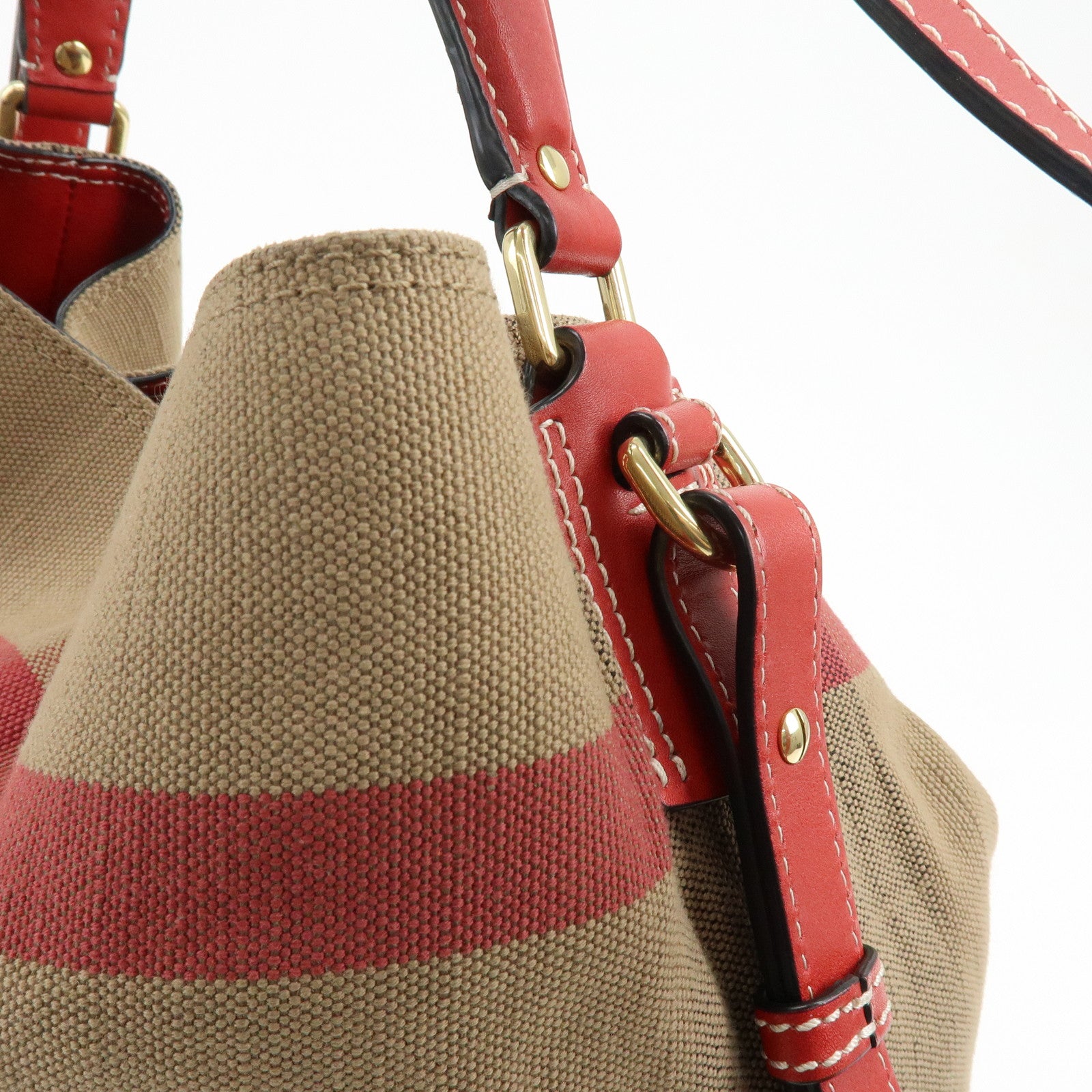 Burberry Nova Plaid Canvas Leather 2Way Shoulder Hand Bag Beige