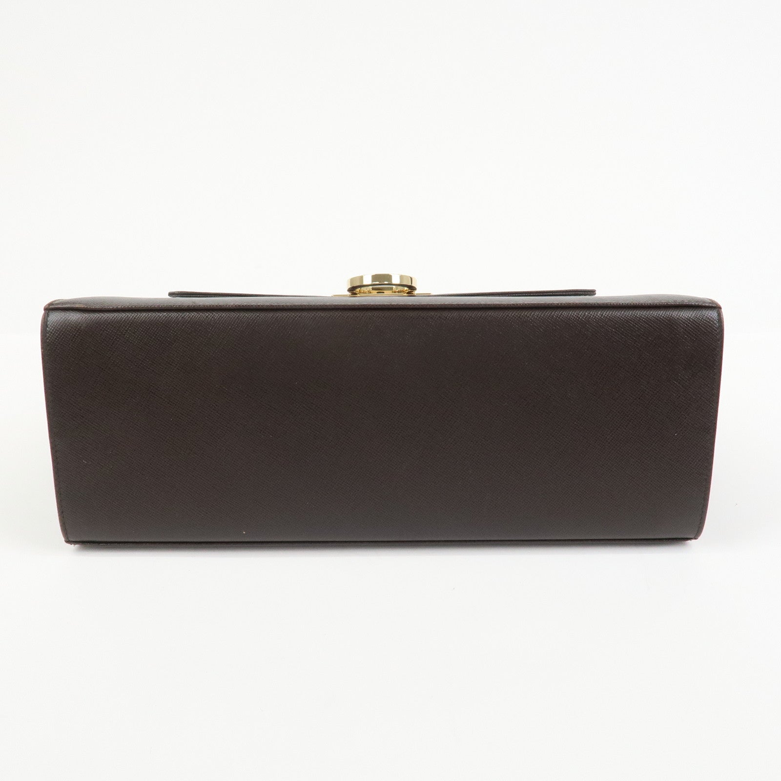 Ferragamo Gancini Leather 2Way Bag Hand Bag Shoulder Bag Dark Brown