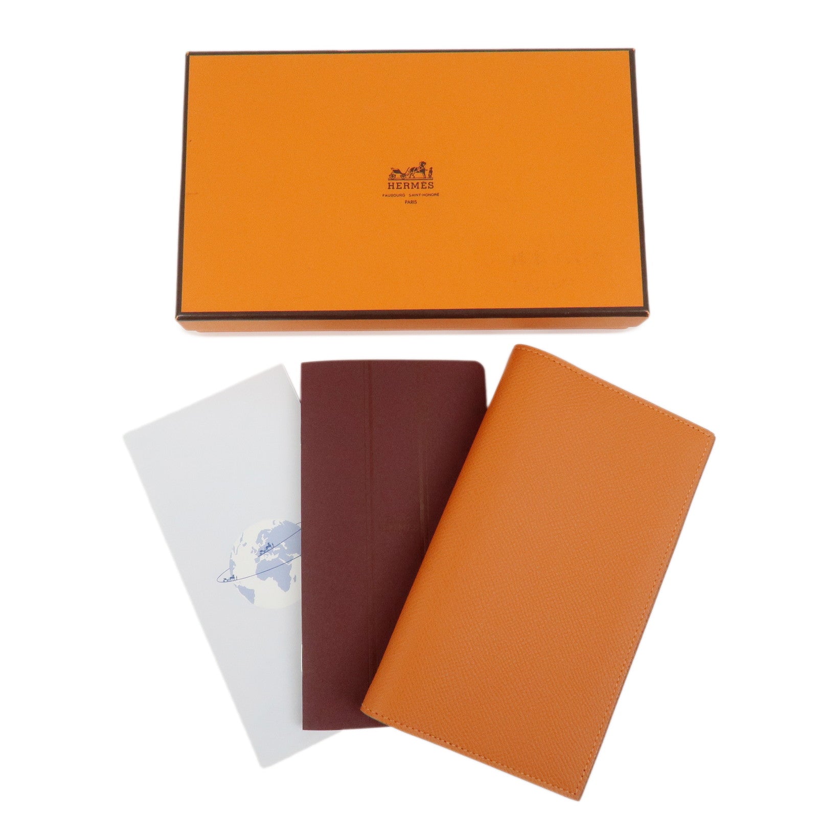 HERMES Epsom Leather Vision Agenda Plannder Cover □O Stamped Orange